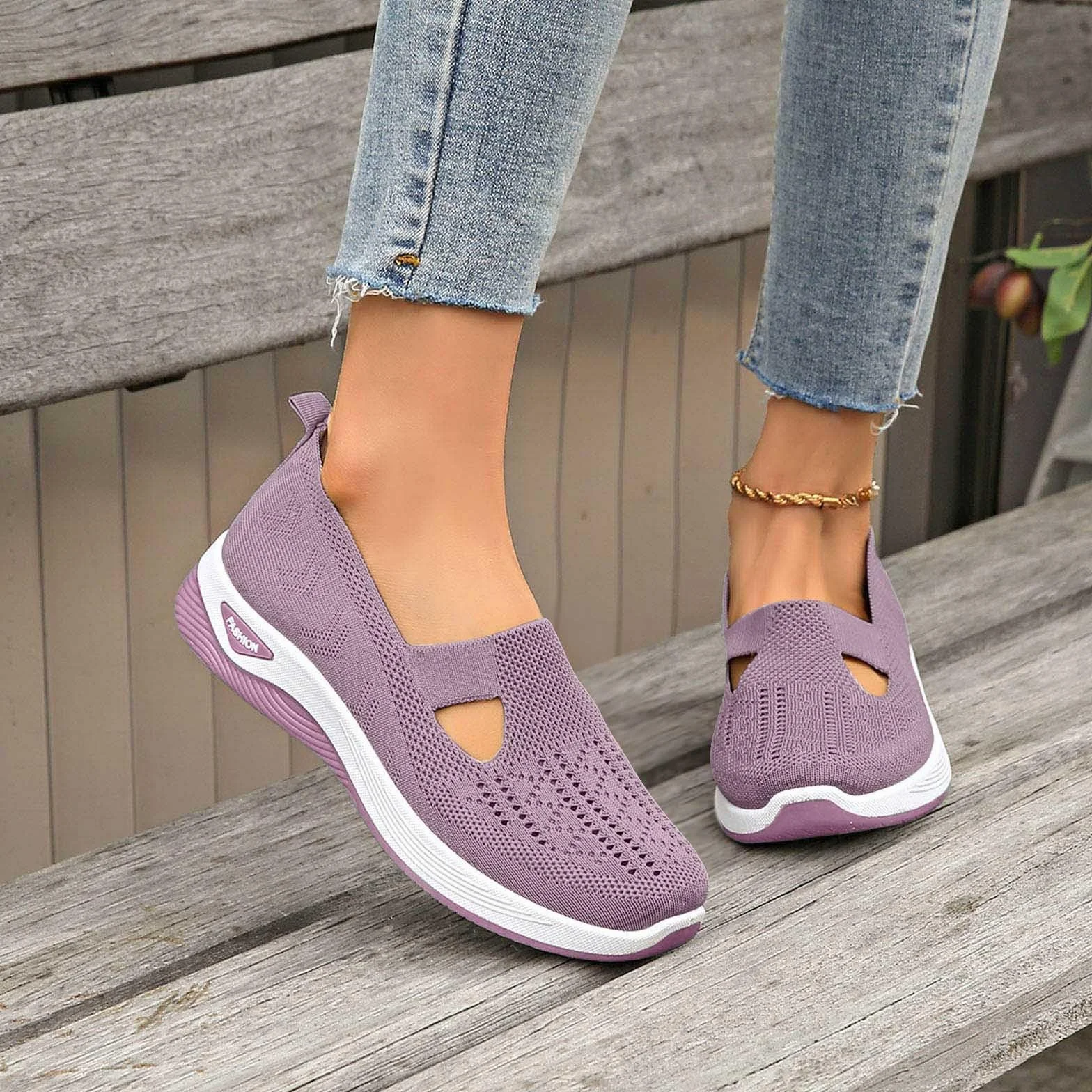 Zapatillas Ortopedicas Mujer Verano Zapatillas sin Cordones para Caminar Comodos y Ligeros Sandalias Malla Transpirables y Antideslizantes Zapatos Deportivas Entrenamiento