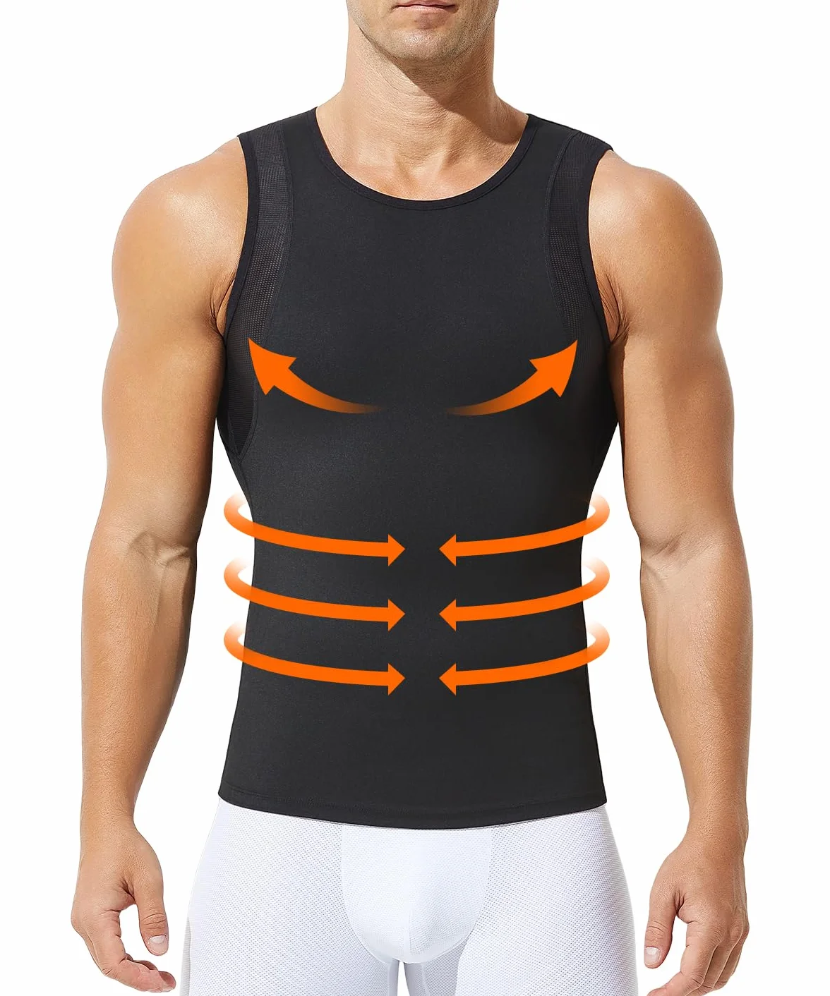 Camiseta Reductora Hombre Camisa de Compresión Camiseta Adelgazante Chaleco Reductor Body Shaper Faja Deportivas, S~XXL