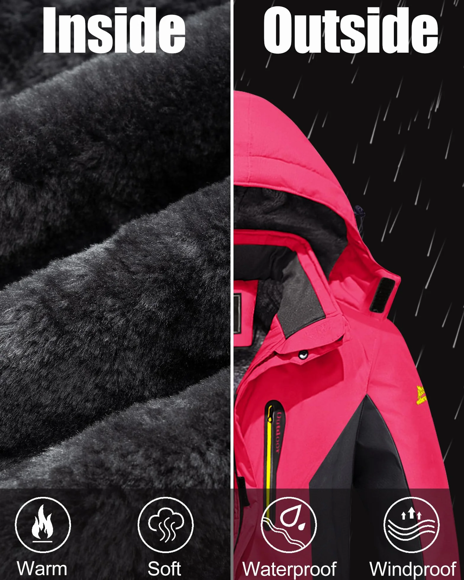 TACVASEN Chaqueta de Esquí para Mujer Chaqueta Impermeable para Senderismo al Aire Libre Chaquetas Polares de Invierno Softshell