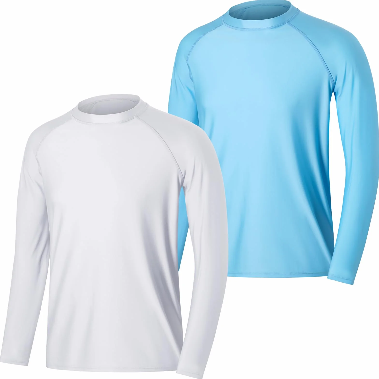 MASOCIO 2 Piezas Camiseta Proteccion Solar Hombre Manga Larga UPF 50＋ Secado Rápido Transpirable para Surf Natacion Running