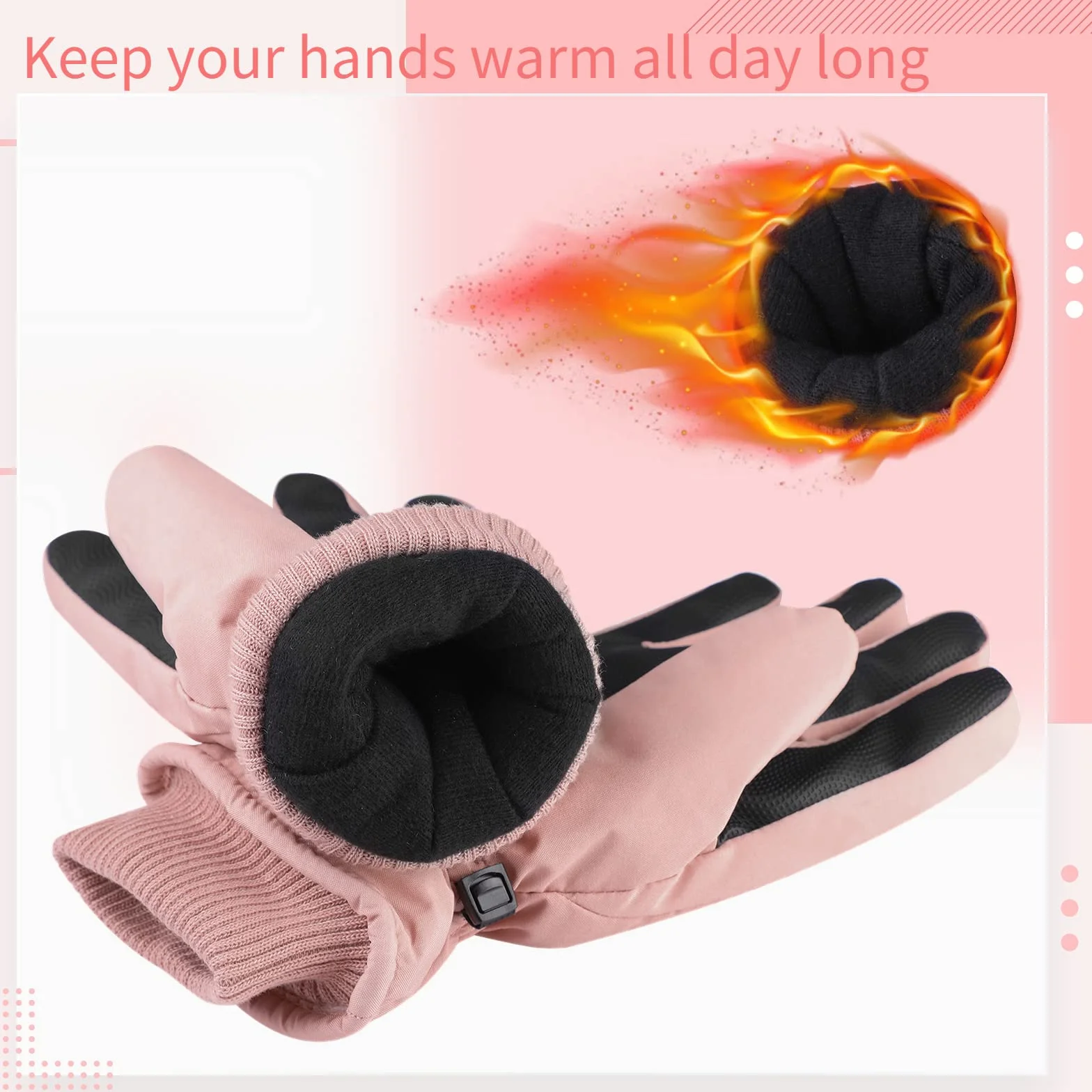 Guantes de esquí para mujer, guantes de invierno para congelador, cálidos, antideslizantes, impermeables, ligeros, para pantalla táctil, guantes protectores para clima frío, para correr,