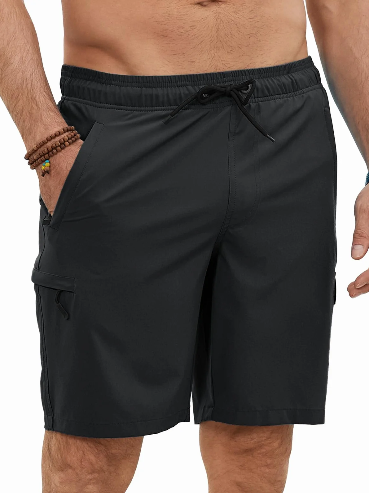 Bañador Hombre Bermuda Corto 2 en 1 Forro de Malla Natación Bañador Antirozaduras Hombre Secado Rápido Bolsillo con Cremallera Playa Impermeable Surf Traje de Bañadores Hombre con Cordón
