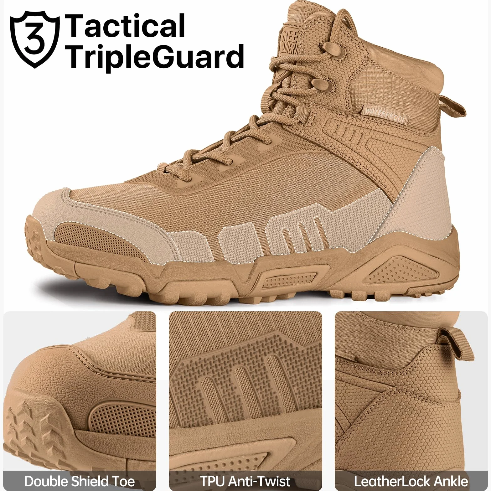 FREE SOLDIER Botas de Escalada Impermeable Tacticas Hombre Botas Militares Transpirables Botas de Seguridad Hombre Trabajo Ligeros Zapatos de Montaña Trekking