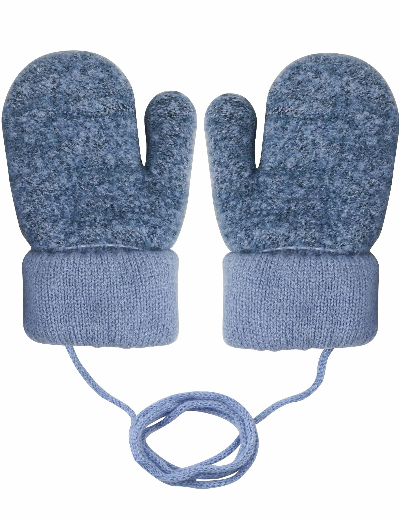 Becellen Guantes Invierno Niños Manoplas Guantes Termicos de Punto con Forro Polar Cuerda Cuello para Bebé Niños Niñas 0-3 Años