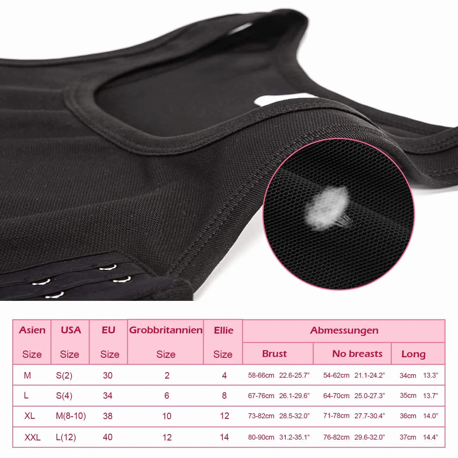 Chest Binder Trans Binder Unterwäsche Tanktops Vendage Trans Breathable Side Haken Bustier BH Damen Korsett Sport BH Tank Tops atmungsaktiv Korsetts Kurz Tomboy Kurzer Chest Binder Top für Damen
