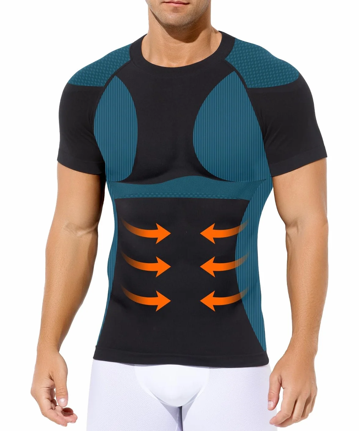 Casey Kevin Camisa Compresión Hombre Manga Corta, Faja Reductora Compresión Adelgazante para Hombre, Camisetas Interiores Delgadas para Abdominales Body Shaper