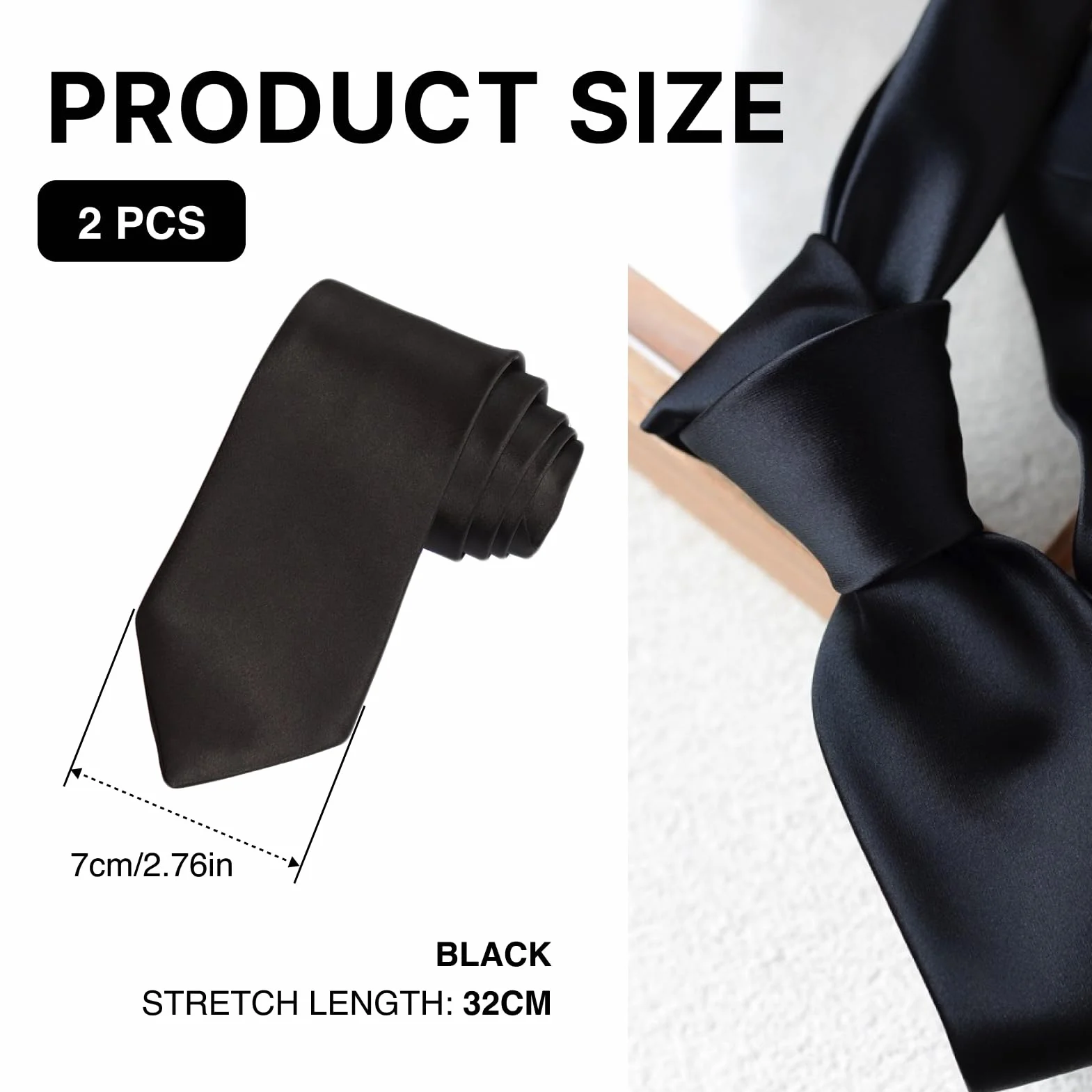 Corbatas para Mujer, 2 Piezas Corbata Ajustable para Niña Corbata Larga, Ideal para Cosplay, Escuela, Bodas, Fiestas y Más