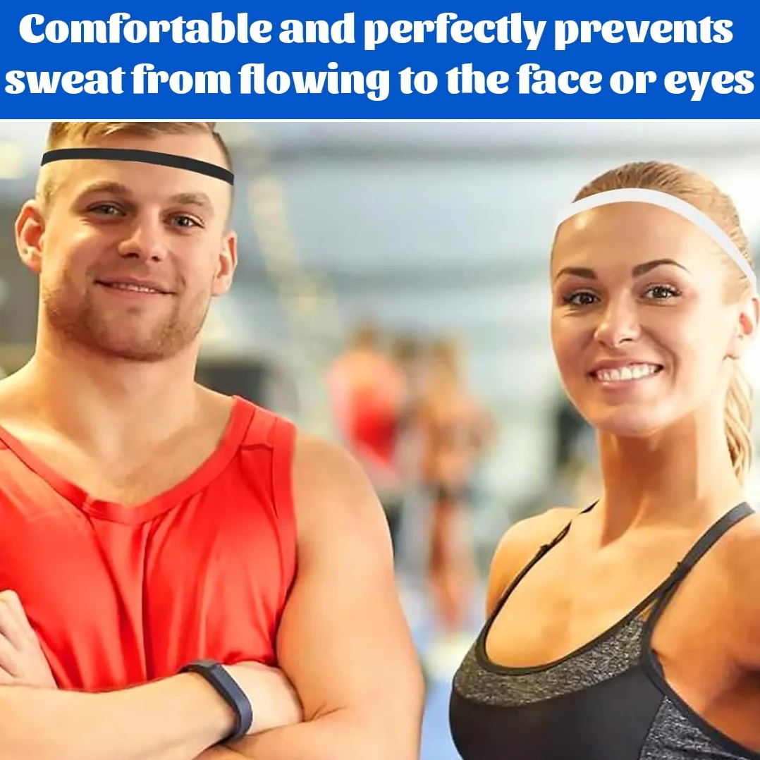 6 Piezas Cinta Pelo Deporte, Cinta Pelo Hombre, Niño Mujer Deporte Diadema Deportiva Elásticas Antideslizante Ppara Yoga Fútbol Jogging-Negro Blanco y Azul