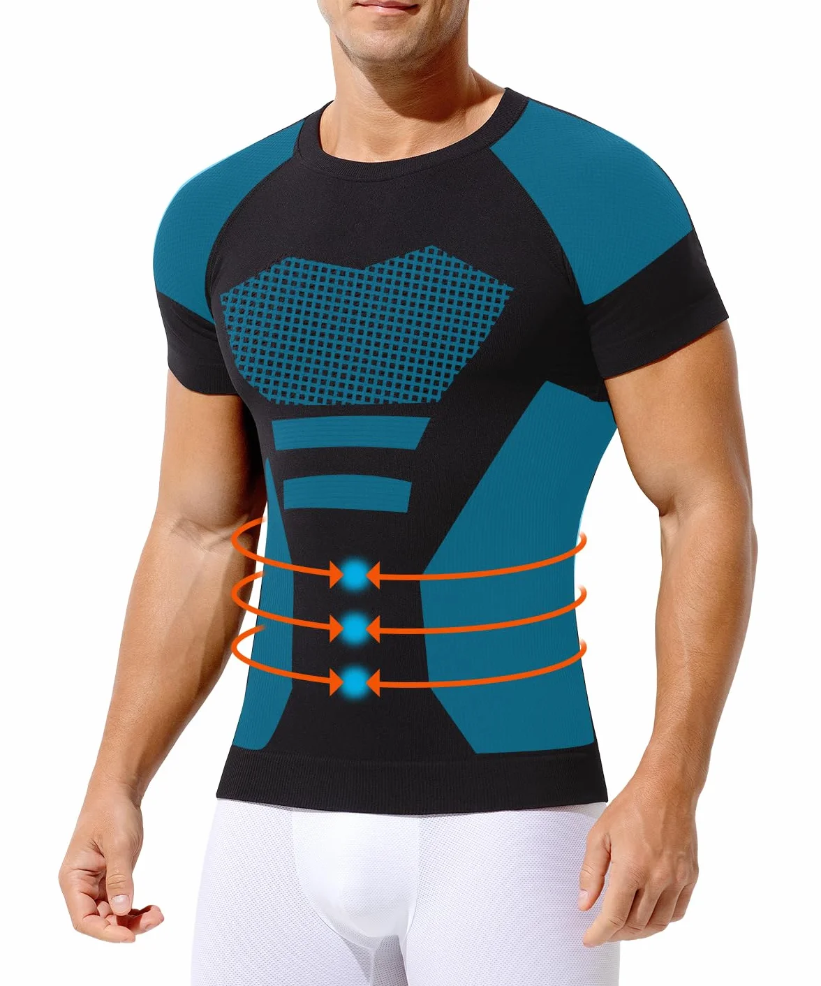 Casey Kevin Camiseta de Compresión Hombre Manga Corta, Hombre Reductora Compresion Elástica Ropa Interior Body Shaper para un Vientre más Plano