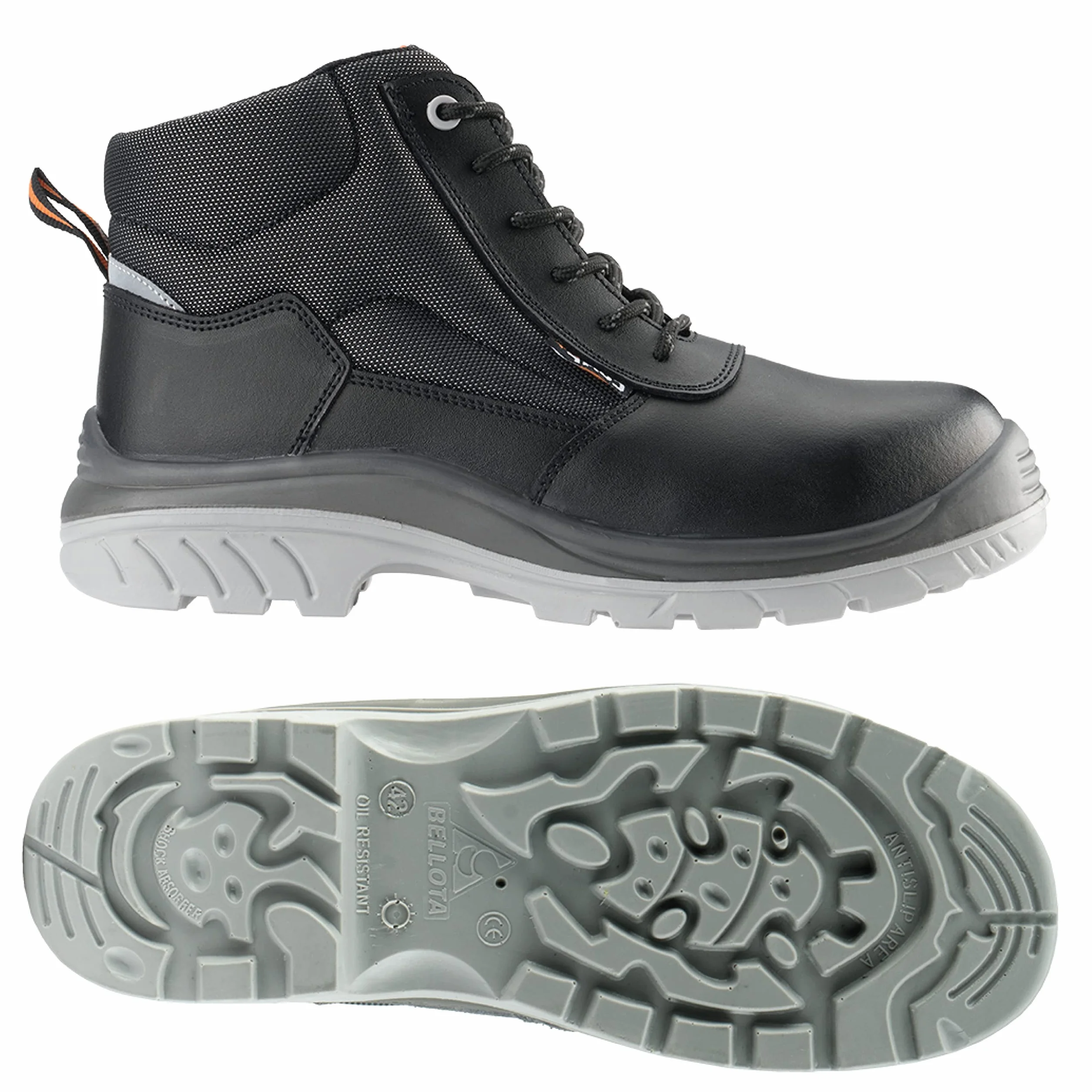 Bellota 72307NJS343 - Bota de Seguridad Comp+ Negra S3 de Hombre y Mujer (Talla 43) de Piel Hidrofugada Lisa, Acolchada y con Zonas Reforzadas Antiabrasión