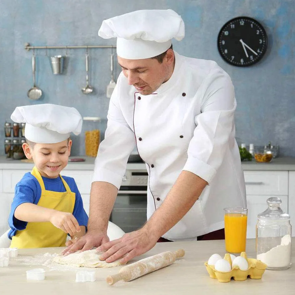 KBNIAN Gorro Cocinero, 2 Piezas de Gorro de Chef Ajustable con Goma Elástica Sombrero de Chef de Algodón Sombrero de Cocinero Gorro de Panadero Gorro para Cocina Restaurante Hotel (Blanco)