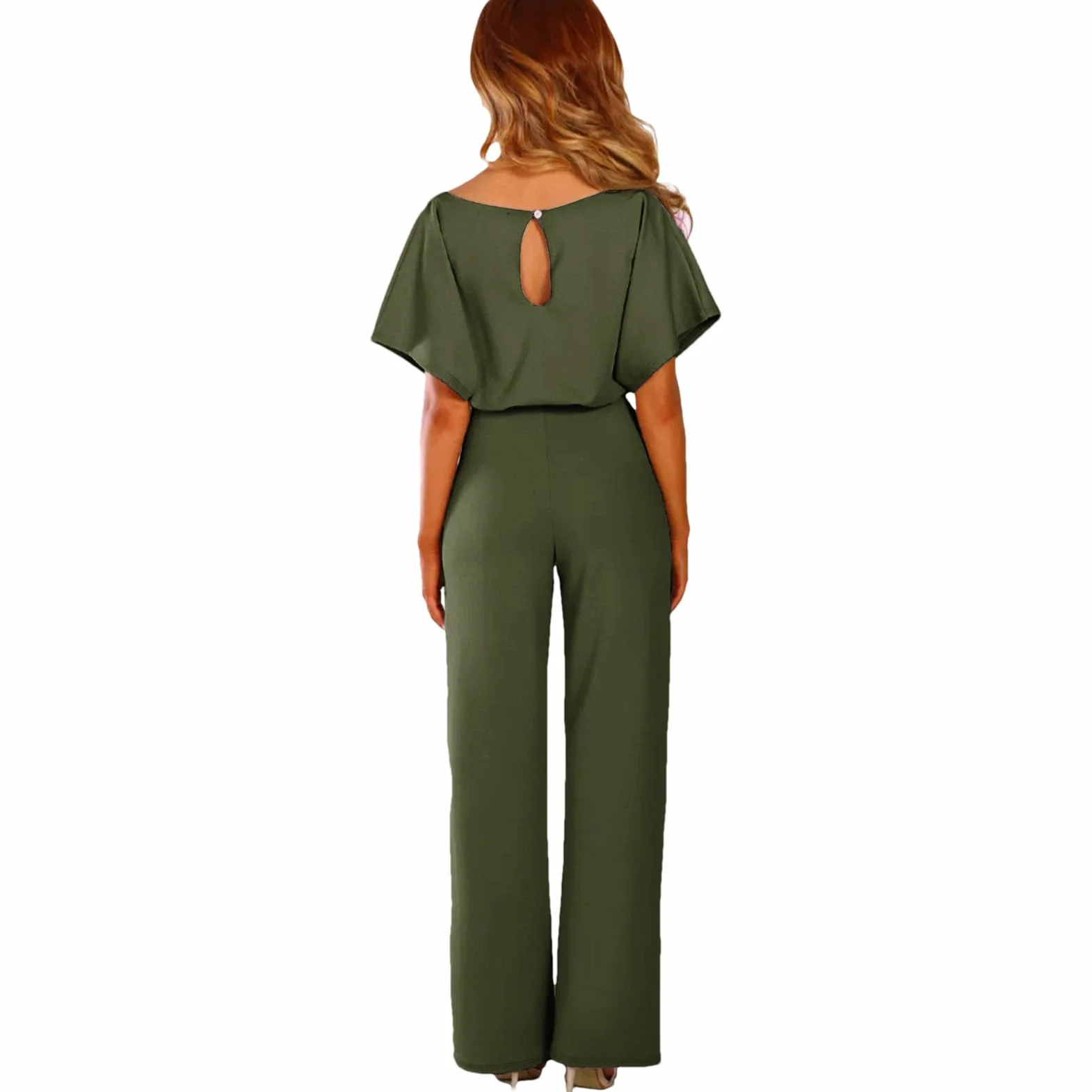 amropi Mujer Mono de Manga Corta Pantalones Elegante Mono Casuale Suelto con Cinturón