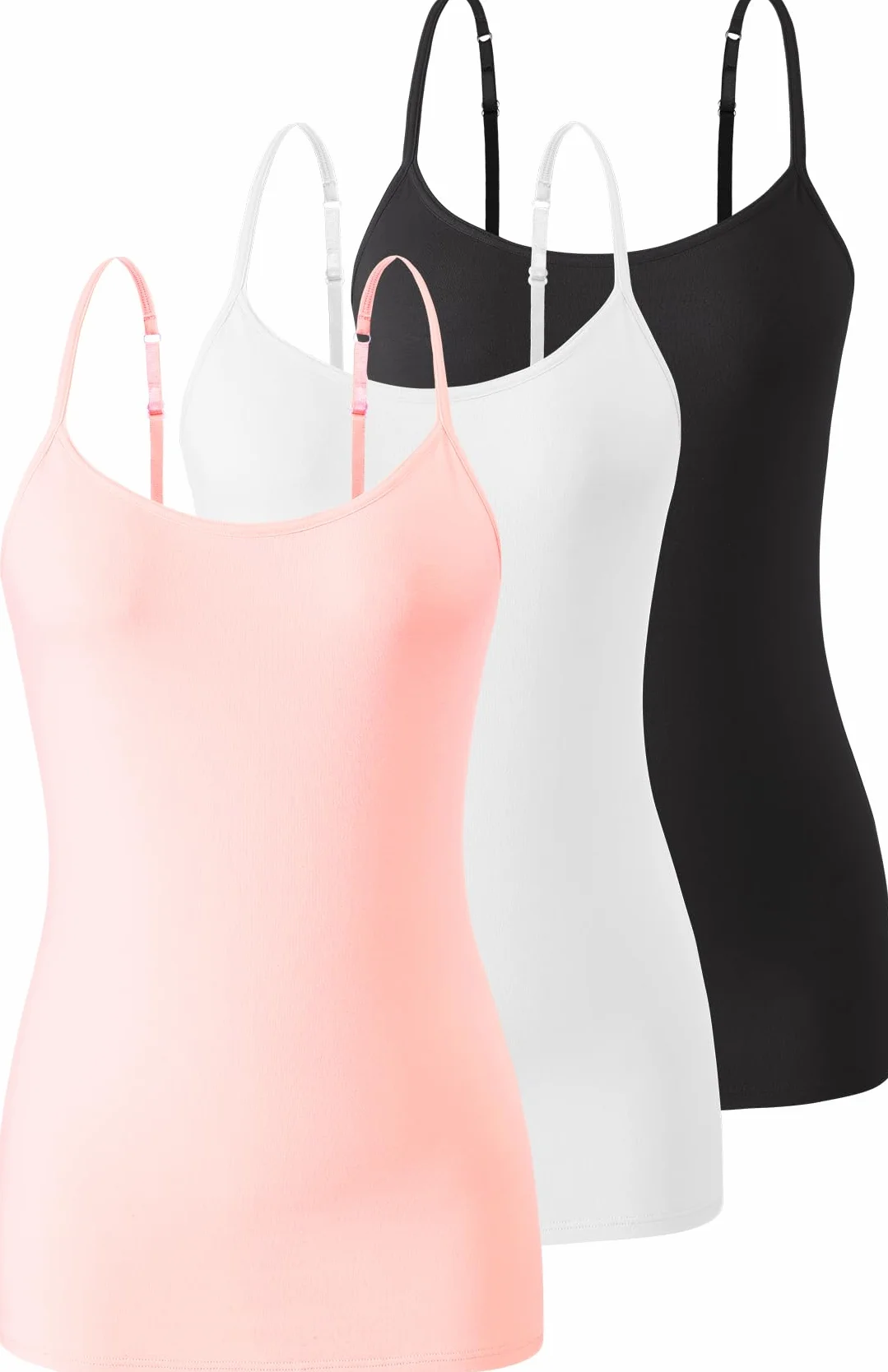 3 piezas de camiseta interior para mujer con sujetador de estante de algodón, tirantes ajustables