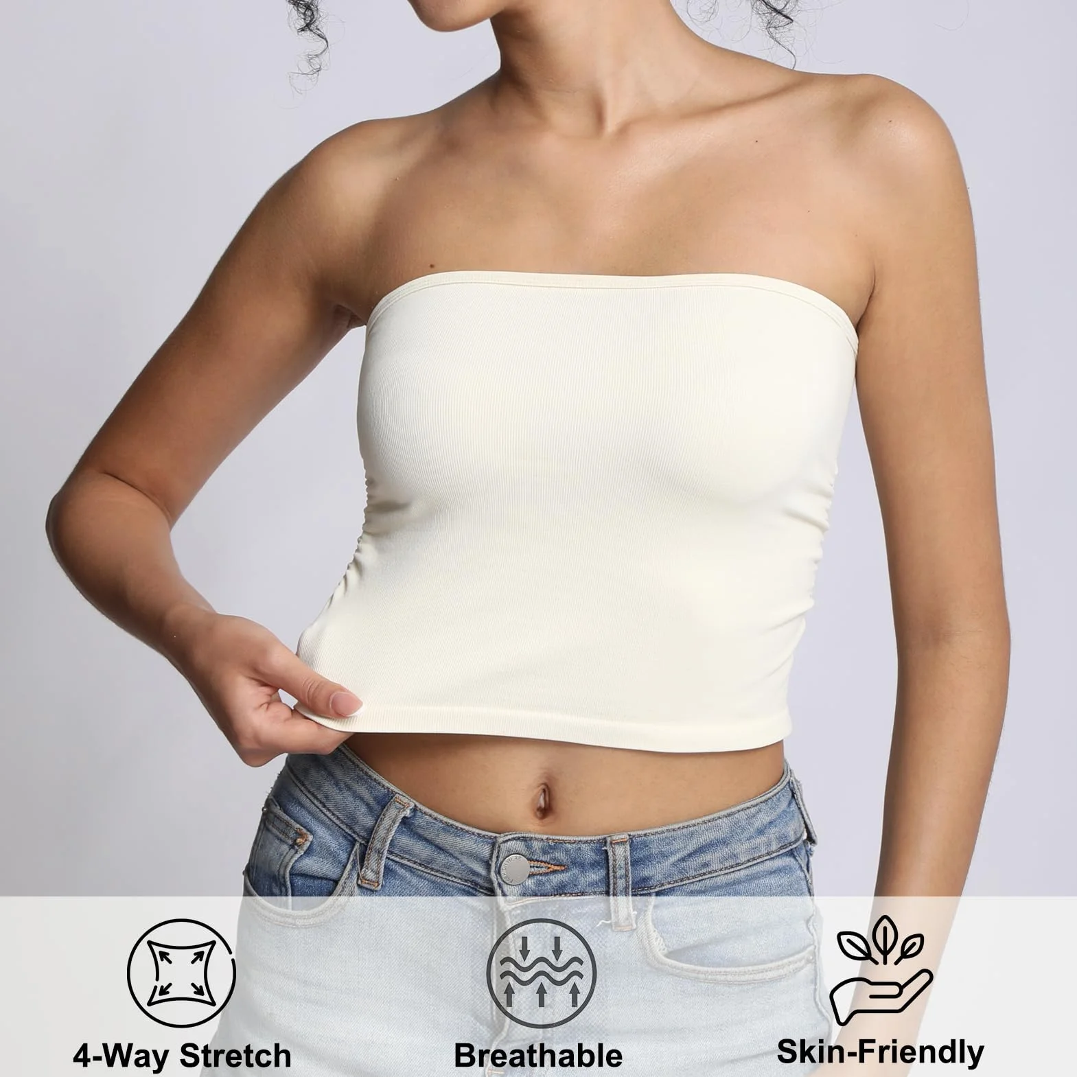 Camiseta de Tubo para Mujer, sin Tirantes, Bandeau, sin Mangas, básica, sin Espalda, para Verano, para Salir