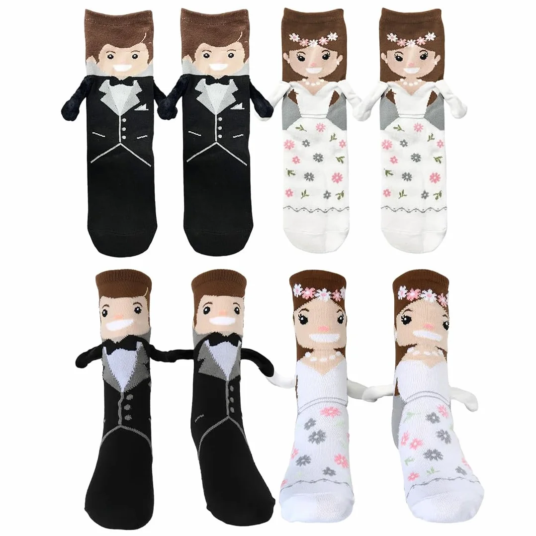2 Piezas Calcetines de Boda Para Hombres y Mujeres, Lindos Para Parejas, Regalos Divertidos Para Recién Casados, Para Novia y Novio, Regalos para la Pareja en su Día Especial