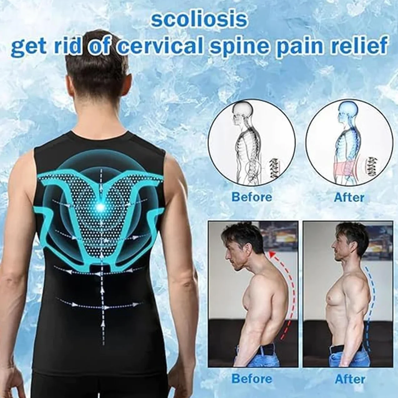 Vitaboost - Camiseta de compresión, nueva versión 2024, chaleco sin mangas con forma iónica, camiseta sin mangas de compresión para hombre, camiseta deportiva sin mangas para construir un cuerpo
