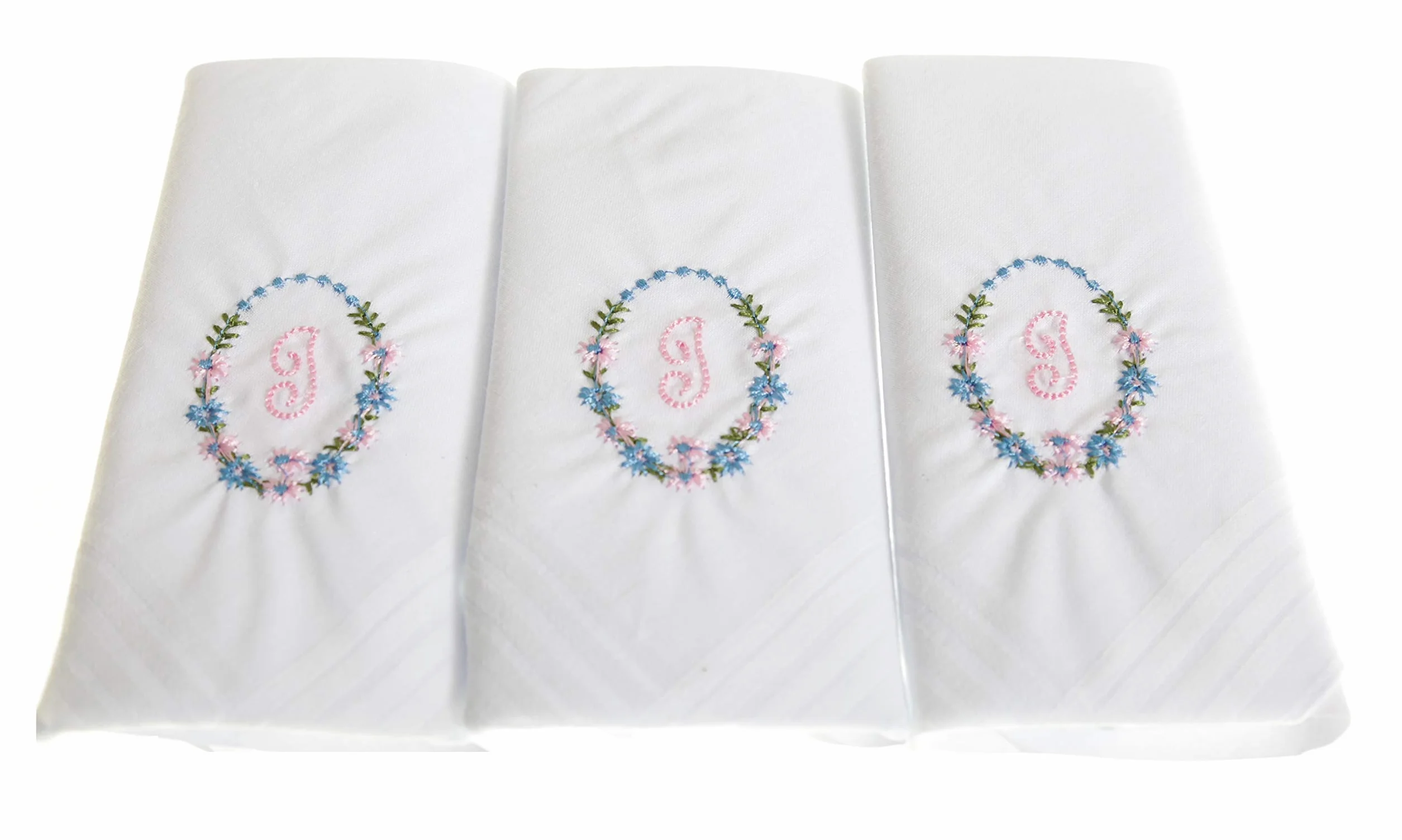 Pañuelos para mujer 100% algodón con letra inicial en caja, paquete de 3