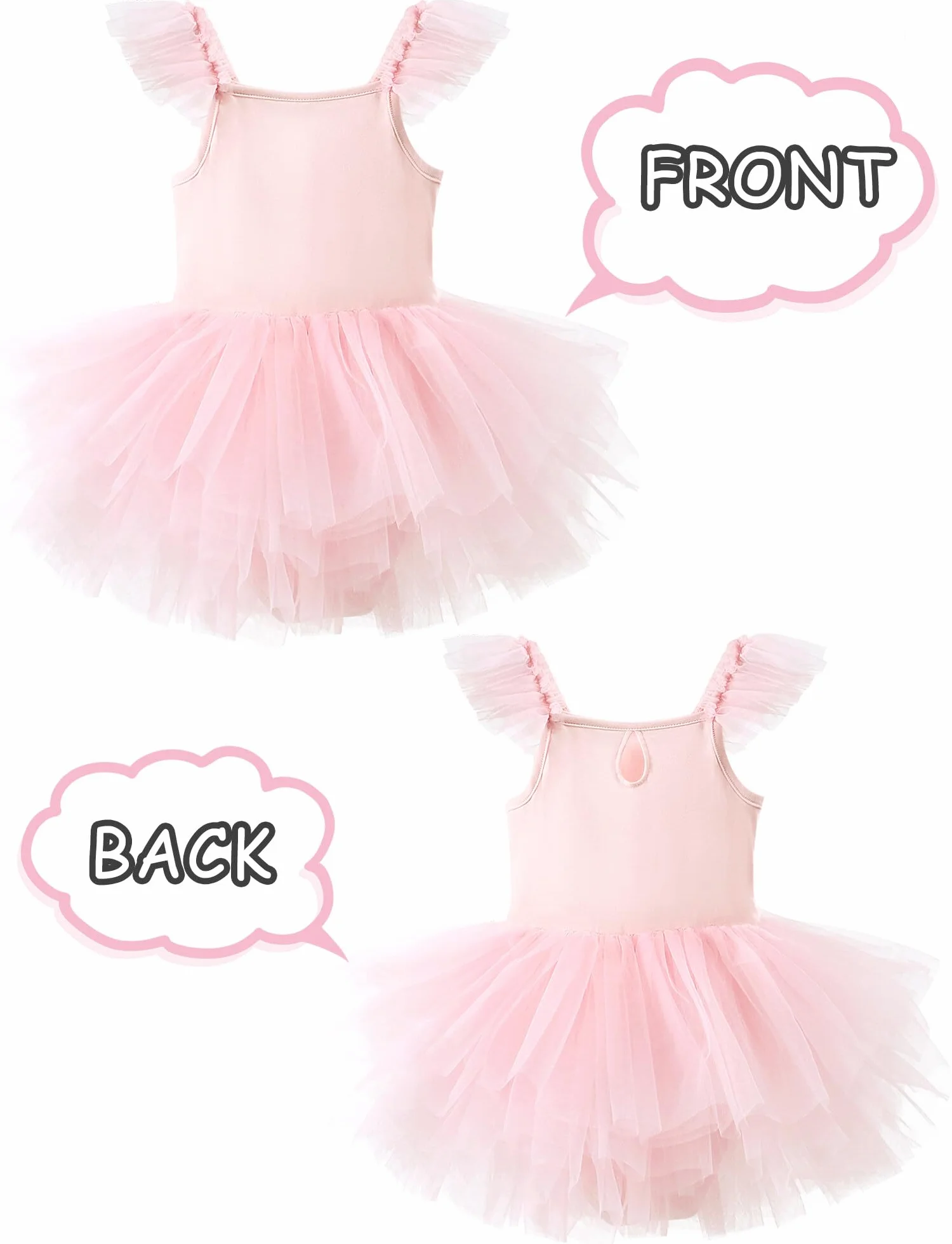 AIEOE Danza Clásica Niña Tutu Vestido Ballet Leotardo de Algodón Sin Mangas (Caballo con Botón) 1-8 Años