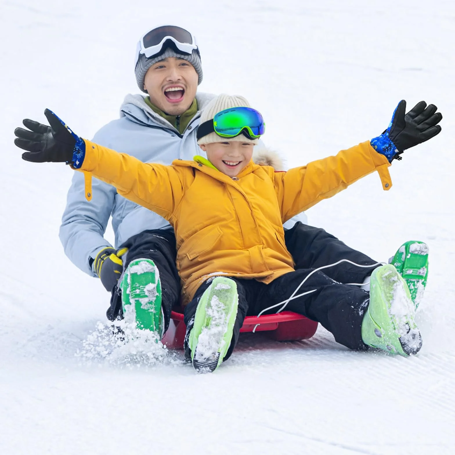 Guantes de Esquí para Niños, Impermeables y a Prueba de Viento, Cálidos Guantes de Nieve para Snowboard y Ciclismo