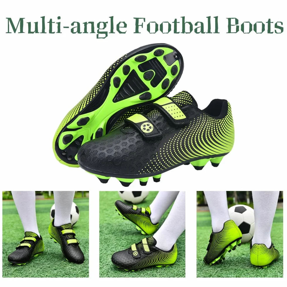 Botas de Futbol Niño Zapatos de Futbol Zapatillas Futbol Césped Artificial Tacos Profesional Entrenamiento Aire Libre Deporte Antideslizante Cómodo Unisex 28-37EU