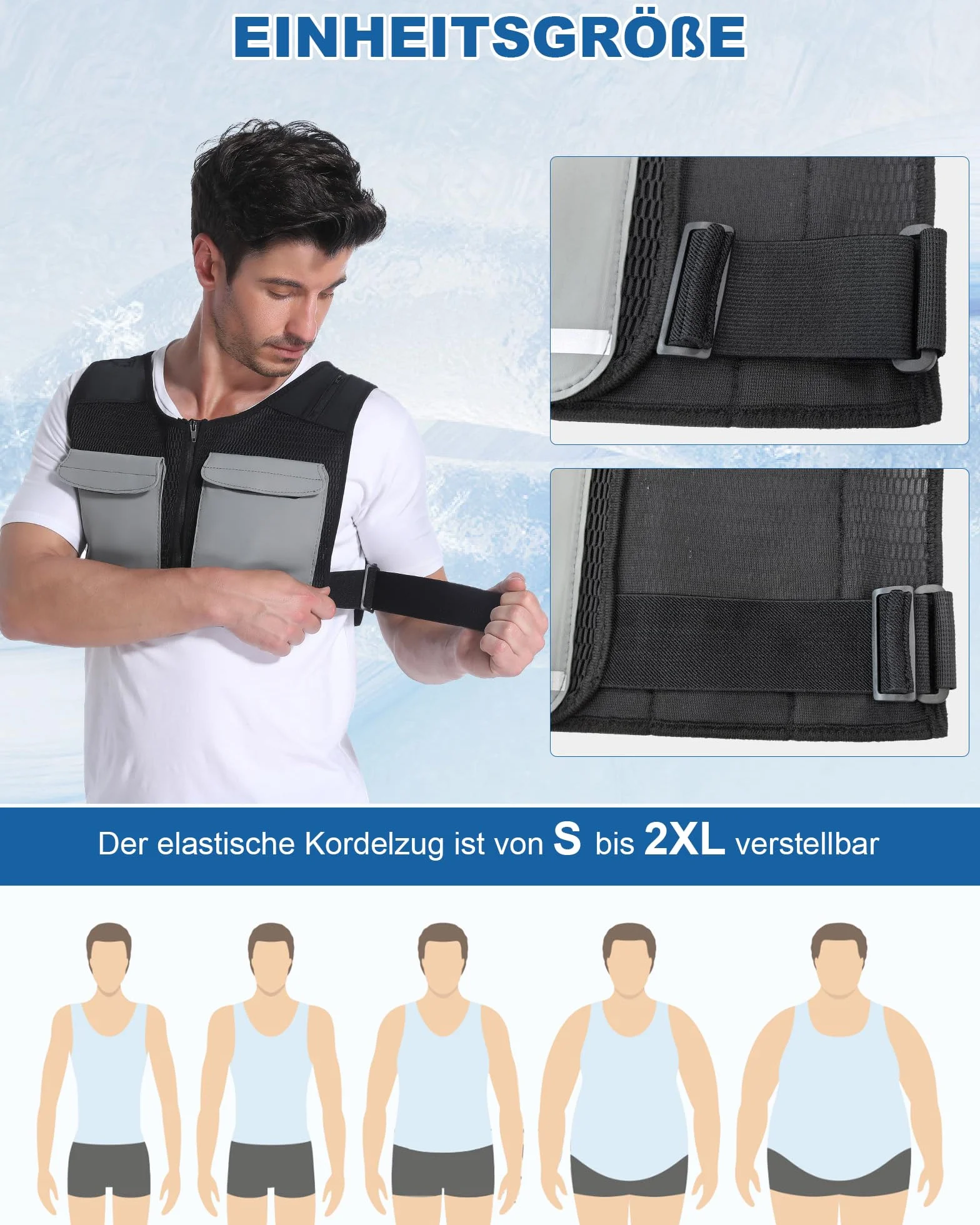 FERNIDA Chaleco refrigerante unisex reflectante ajustable con bolsas de hielo para pesca, ciclismo, correr, jardinería, construcción, tiempo de enfriamiento prolongado