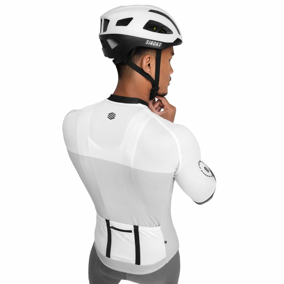 SIROKO - Maillot para Ciclismo M2 Granfondo - L - Blanco/Gris
