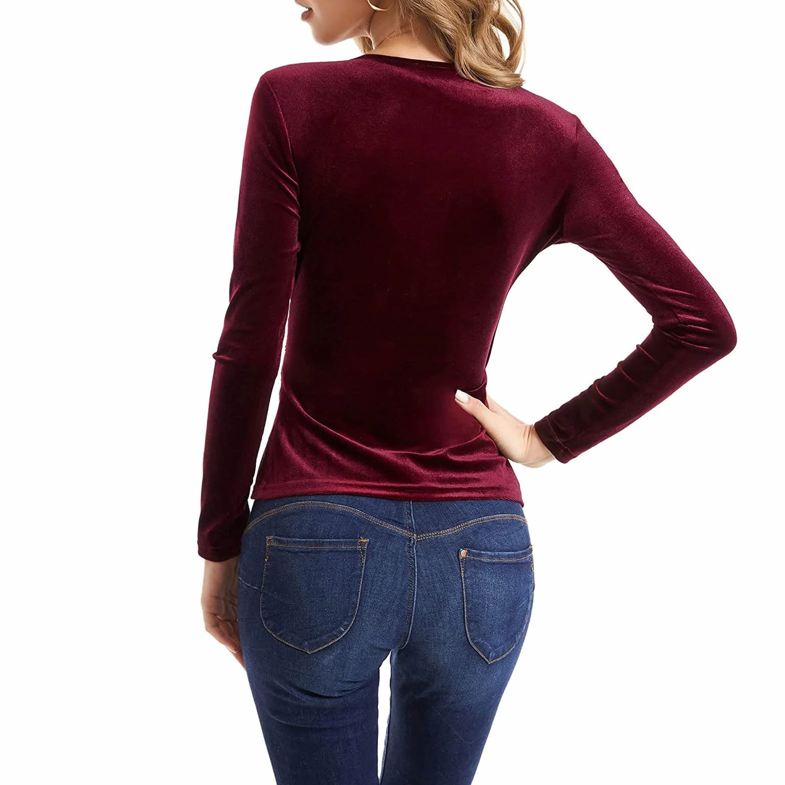 Liquidación de venta Camisa de terciopelo negro para mujer, camisa de terciopelo acolchada, camisa de terciopelo rojo, camisa de terciopelo marrón para mujer