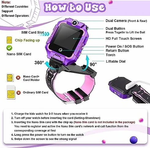 OKYUK Reloj Inteligente GPS 4G para Niños 4-12 años con Llamadas Bidireccionales, SOS, WiFi, Pantalla Táctil Impermeable