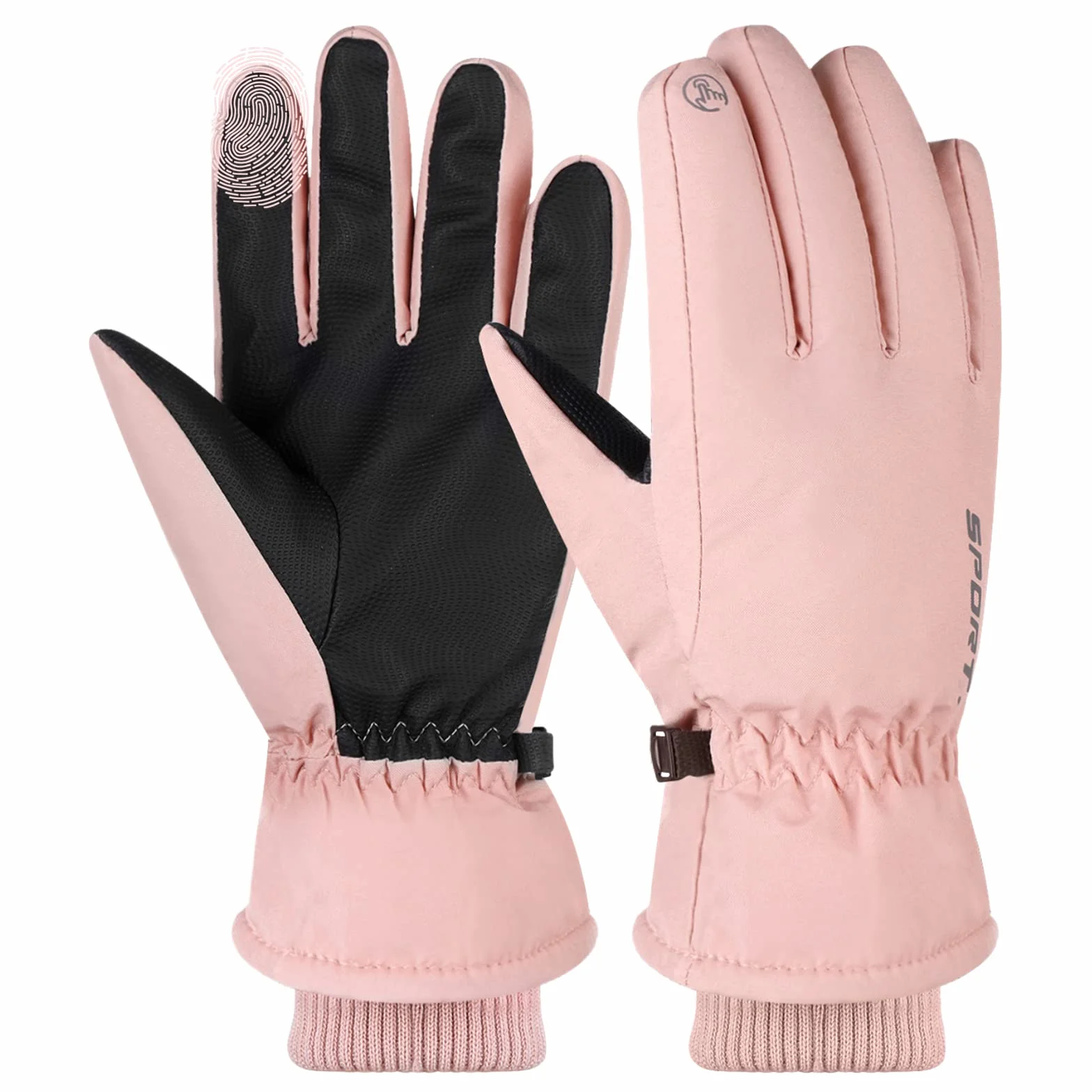 Guantes de esquí para mujer, guantes de invierno para congelador, cálidos, antideslizantes, impermeables, ligeros, para pantalla táctil, guantes protectores para clima frío, para correr,