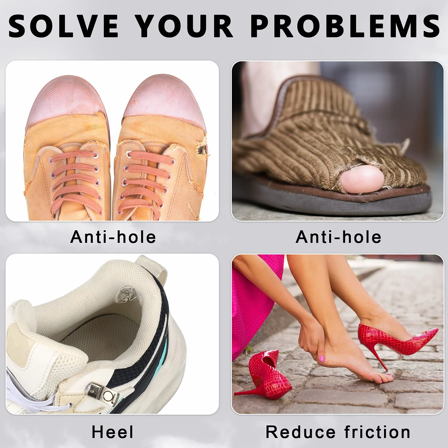 8 Pares de Reparación de Talón Zapato Reparación de Orificio de Zapatilla Parche de Zapatilla Parche Autoadhesivo de Talón de Zapato Parche de Prevención de Roto de Zapato, Grande y Pequeño