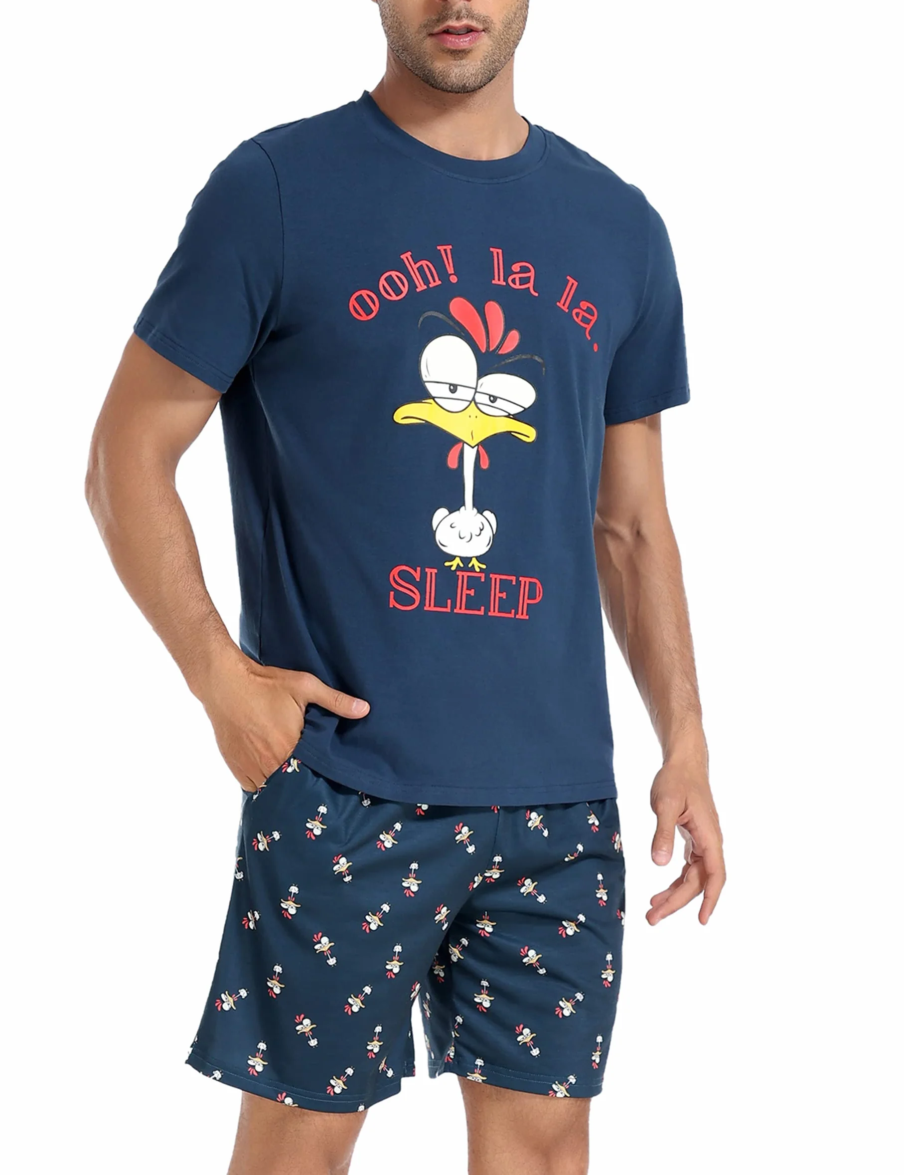 Pijamas Hombre Verano Pijamas Cortos Hombre Conjuntos de Pijamas Algodón Pantalones Ropa de Dormir para Hombre