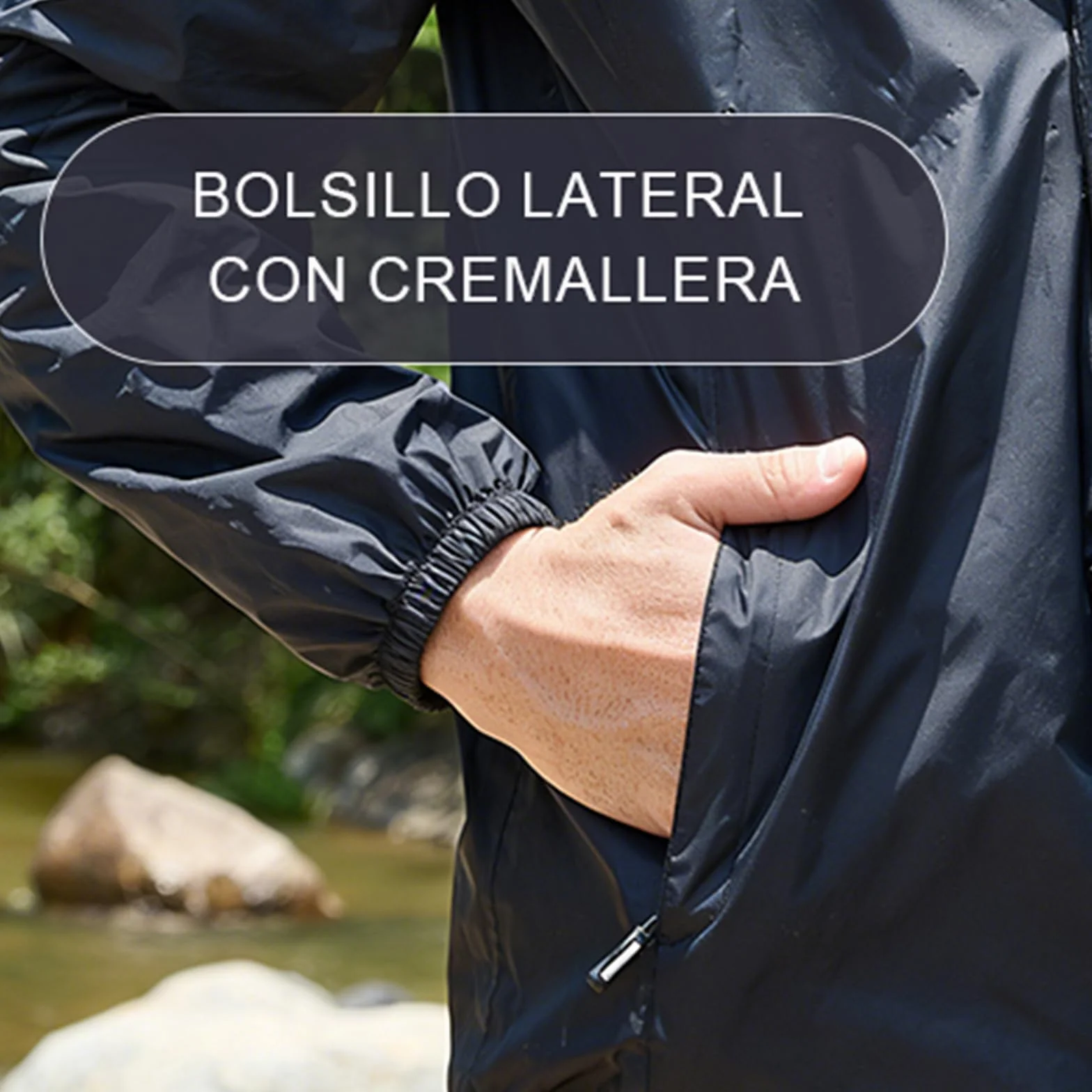 LZLER Chubasqueros para hombre, impermeables, ligeros, plegables, cortavientos, chubasquero con capucha ajustable para senderismo, camping al aire libre