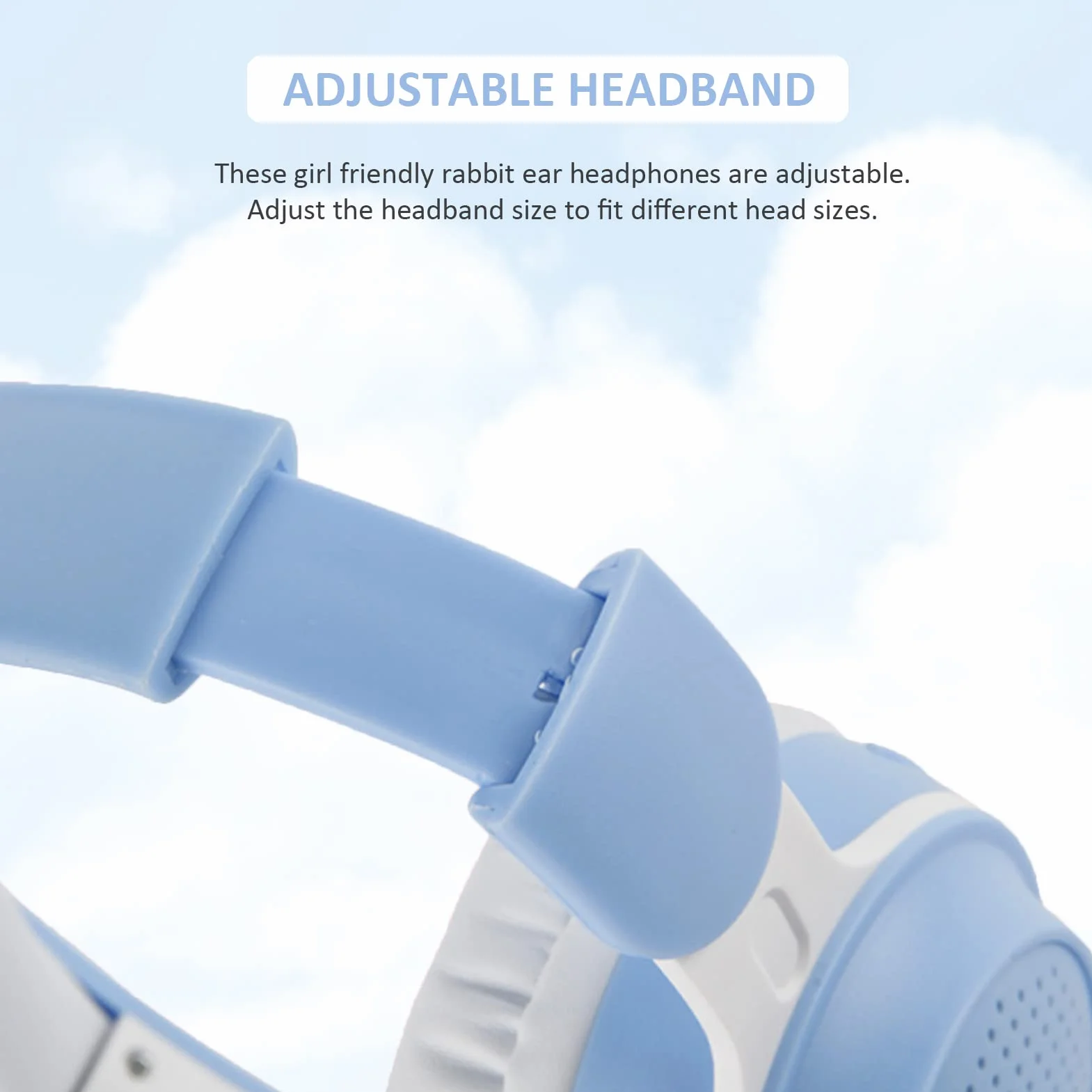 Auriculares para Niños, Auriculares Bluetooth 5.0 con Oreja de Conejo, Auriculares Inalámbricos Plegables con Luz LED sobre la Oreja, Soporte TF/AUX, Regalos para Niños, Niños Pequeños,(Azul)