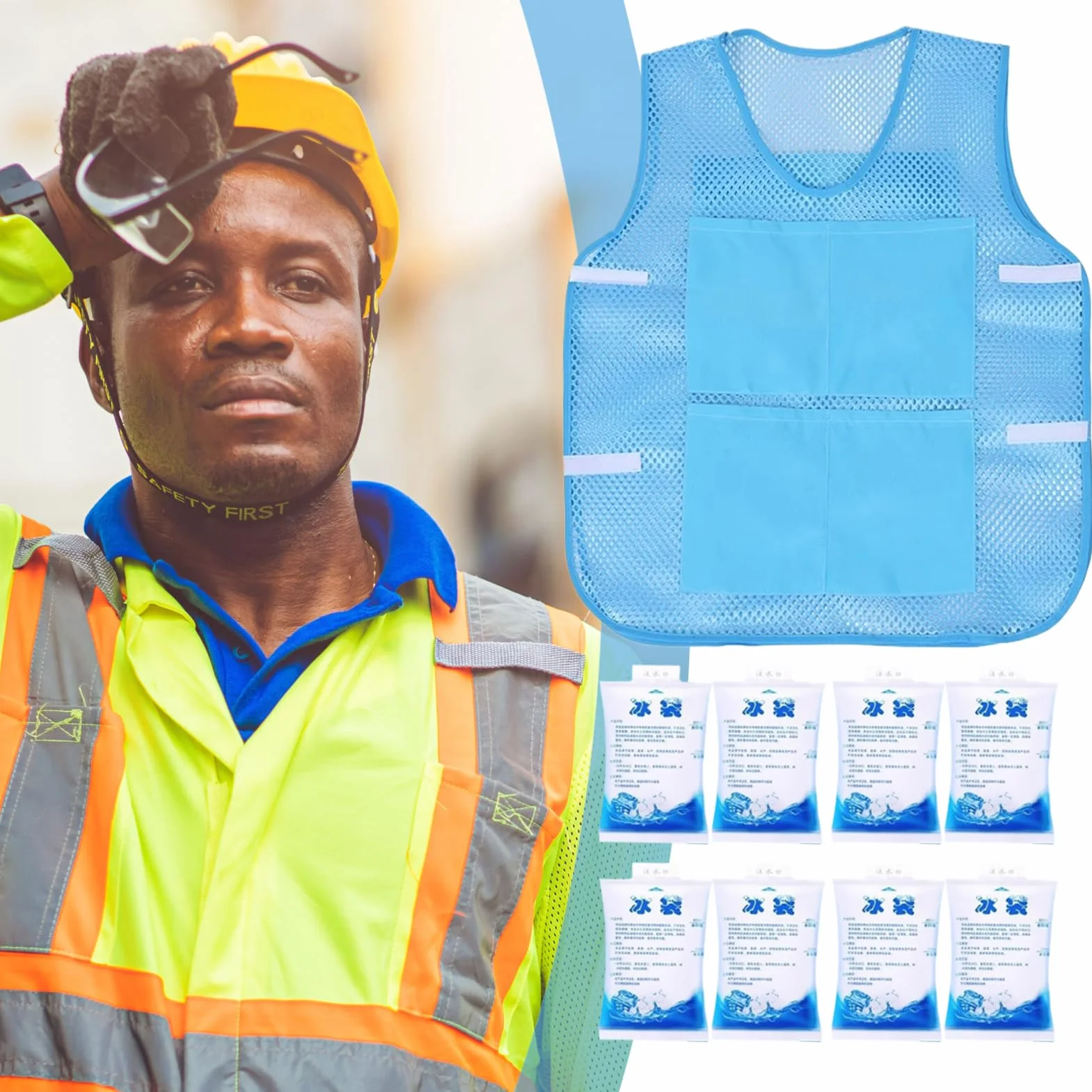 Chalecos de enfriamiento para hombres | Chaleco de hielo portátil con paquetes de hielo reutilizables | Envoltura de enfriamiento portátil para trabajo, deportes, viajes al aire libre, clima cálido, u