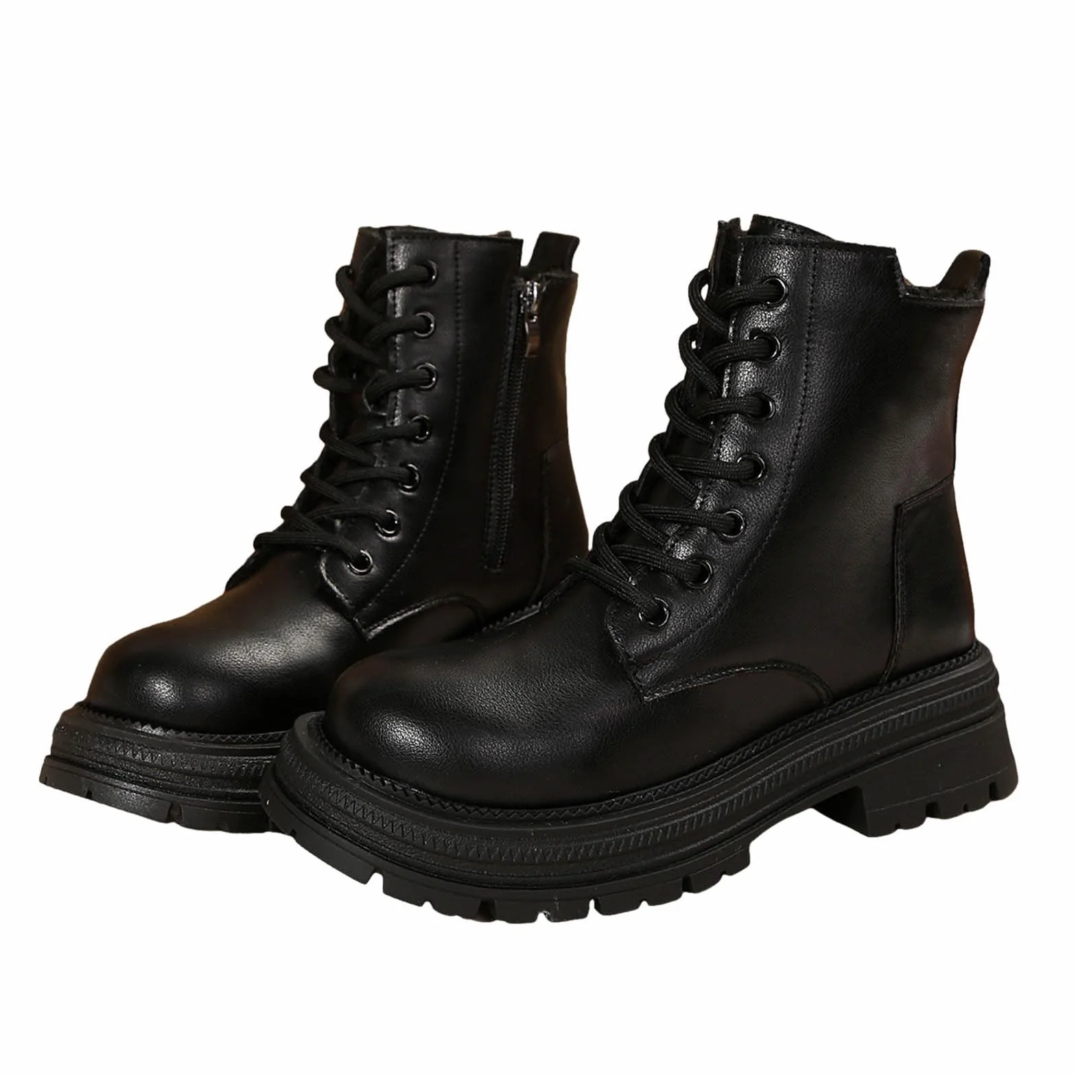 Botas de combate para mujer con cordones, botas de combate, botas de senderismo, con cremallera, tacón de bloque, tácticas, militares, de invierno, plataforma, zapatos de seguridad