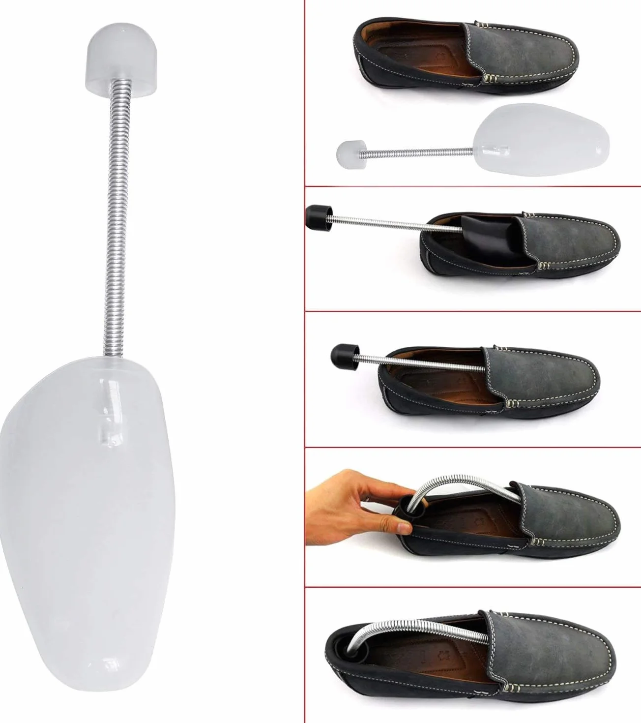 Incutex 4 pares de hormas para zapatos tamaño variable EU 38-44, estiradores de zapatos para hombres y mujeres ideales para zapatillas, deportivas, zapatos planos, mocasines, transparente