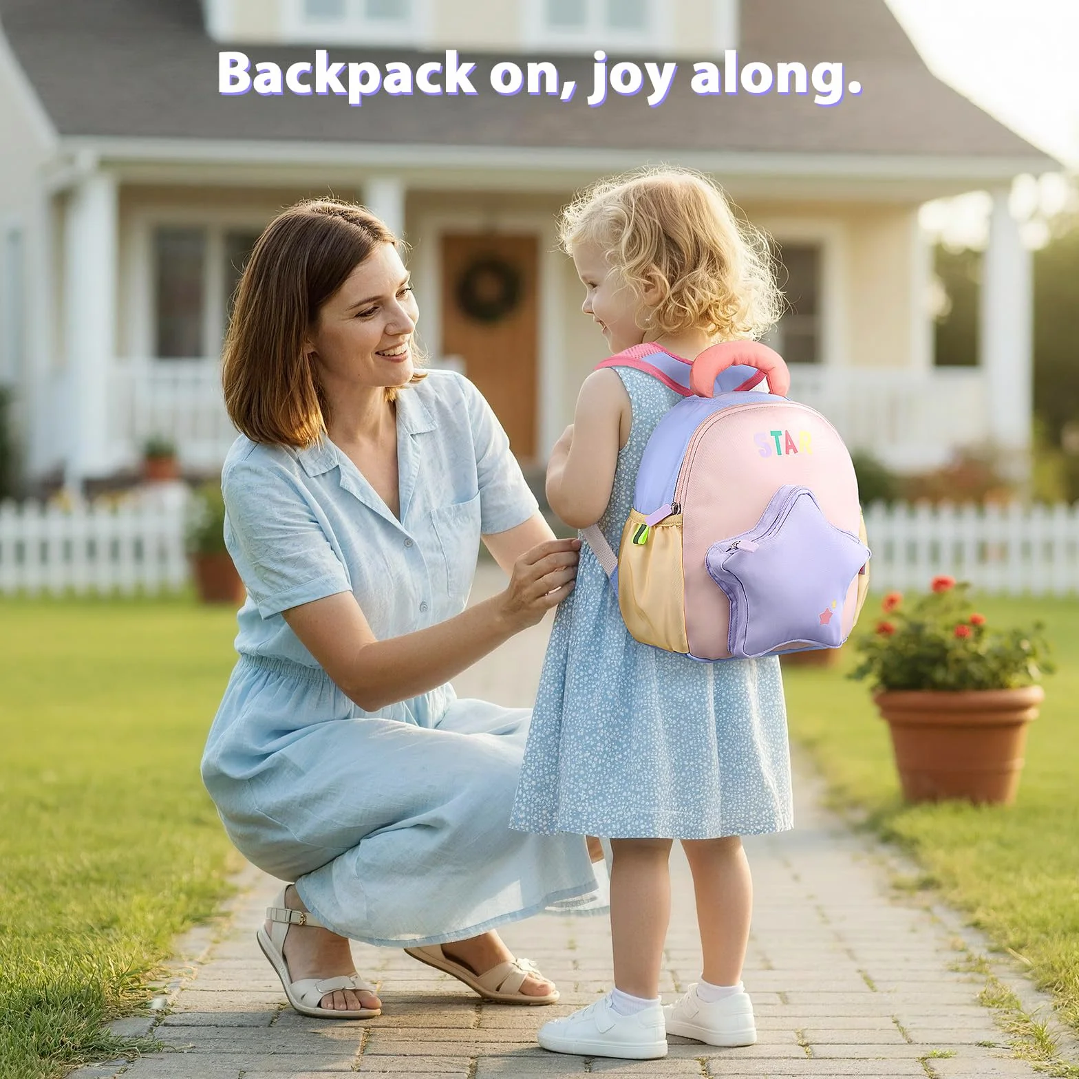 GAGAKU Mochila Infantil Guarderia para Niñas de 2-4 años, 30 cm Mochila Pequeña Escolar Mochila de Jardín Infantil Mochila de Viaje Transpirable Cómod - Estrellas