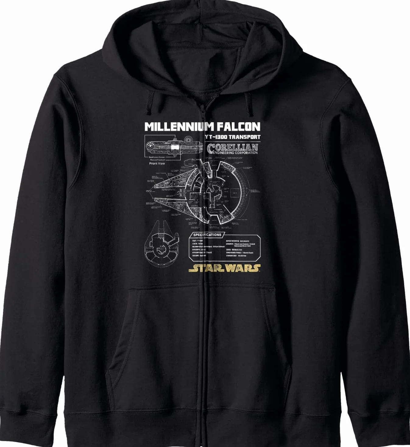 Star Wars Gold Millennium Falcon Schematics Sudadera con Capucha
