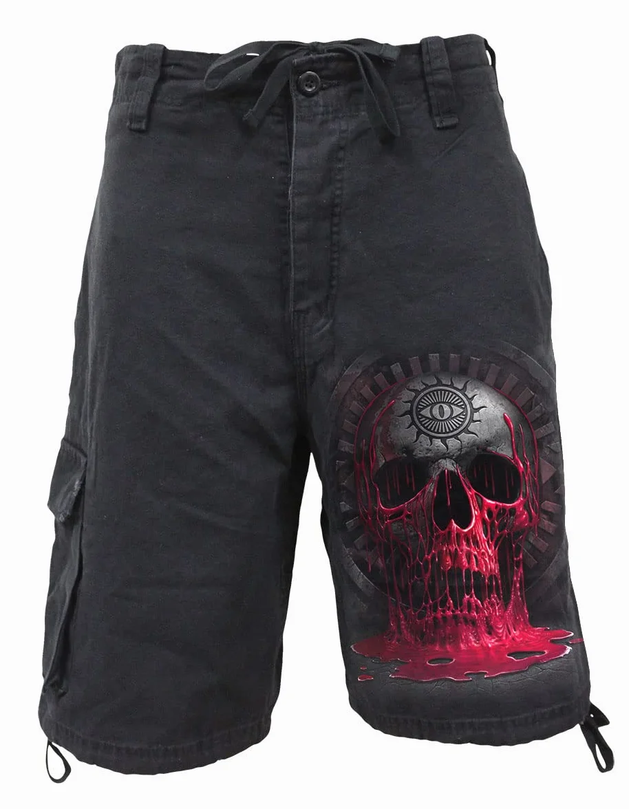 Spiral Bleeding Souls Hombre Pantalones Cortos Negro Ancho