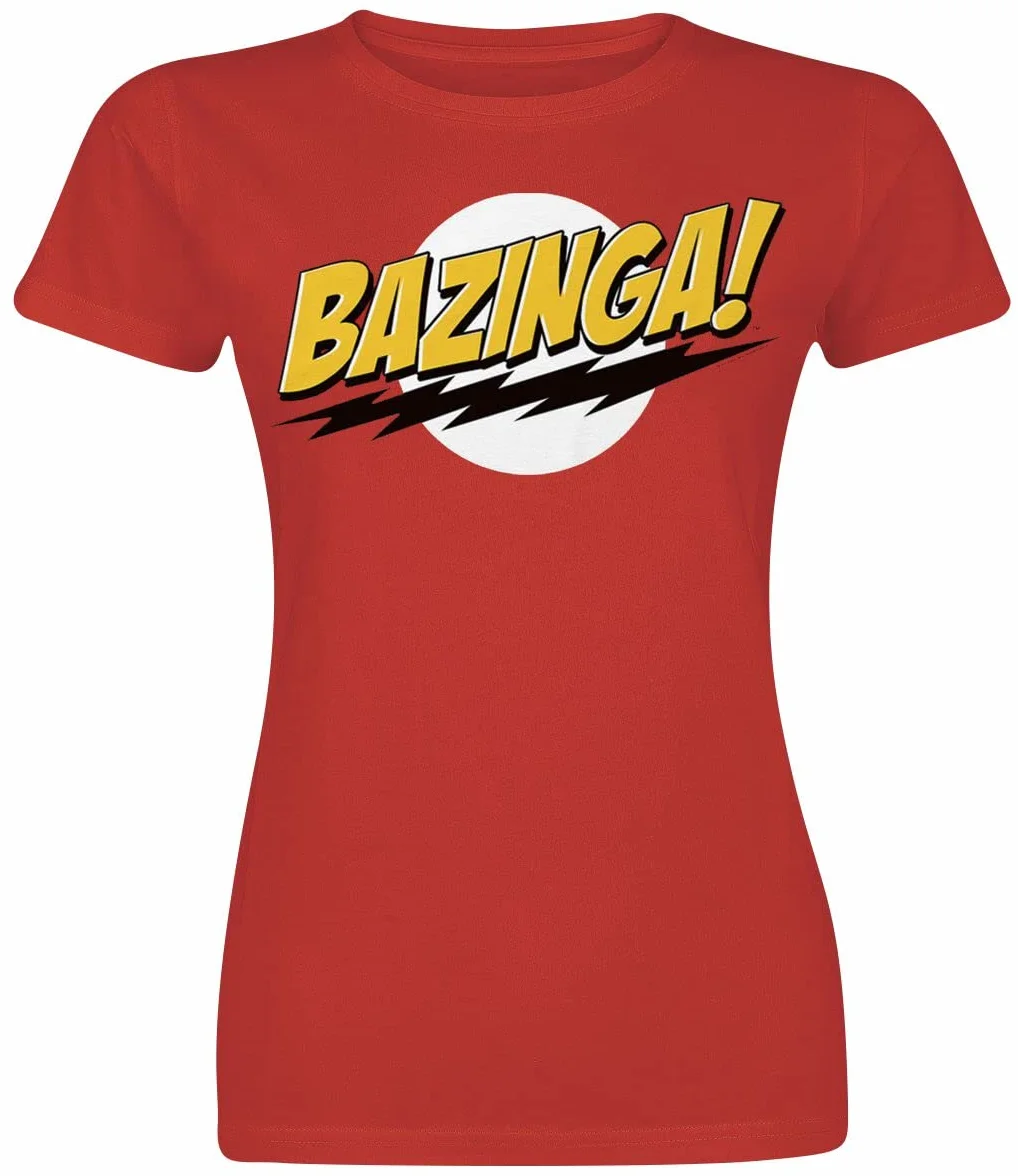 The Big Bang Theory Bazinga Mujer Camiseta Rojo Regular