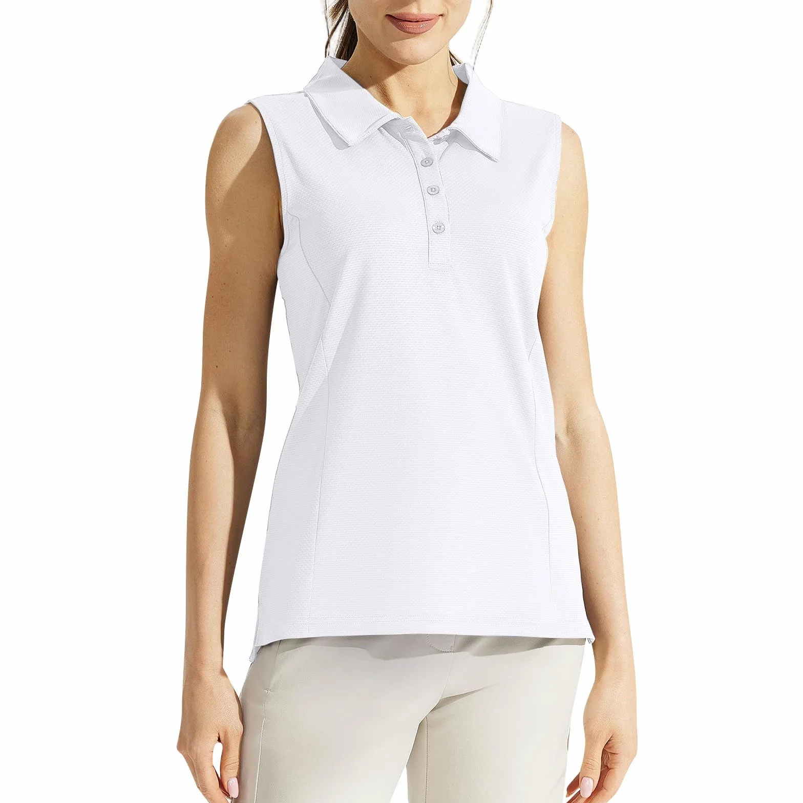 Polo para mujer sin mangas, polo de golf, cuello de pico, para tenis, fitness, entrenamiento, camiseta deportiva con cuello, de secado rápido, ligero, transpirable, camiseta de verano