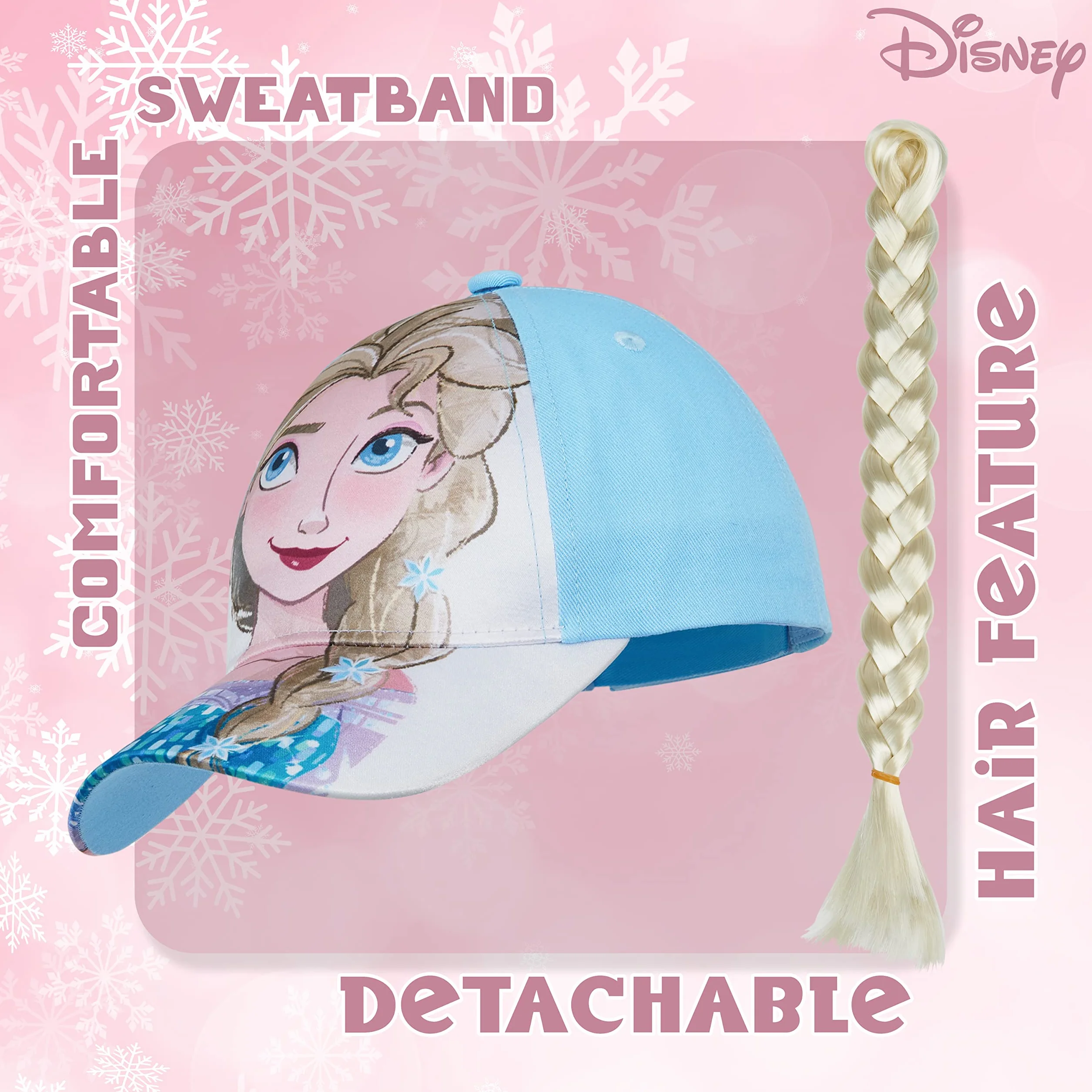 Disney Gorra Niña Gorra Beisbol para Niñas Gorra Ariel la Sirenita Gorra Elsa con Pelo Largo Sombrero Sol Proteccion Solar Playa Verano Accessorios Oficial Divertidos Talla Unica