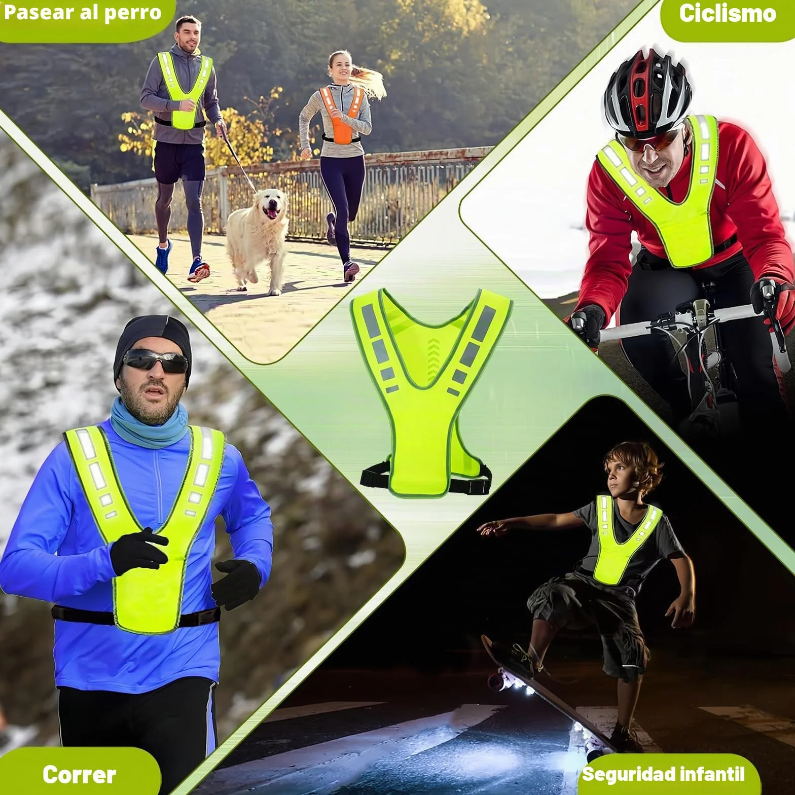 Chaleco Hombre Chaleco Reflectante Accesorios Patinete Electrico Accesorios Bicicleta Chaleco Hombre Reflectante Ajustable Ropa Reflectora Caminar Hombres y Mujeres Ajustable