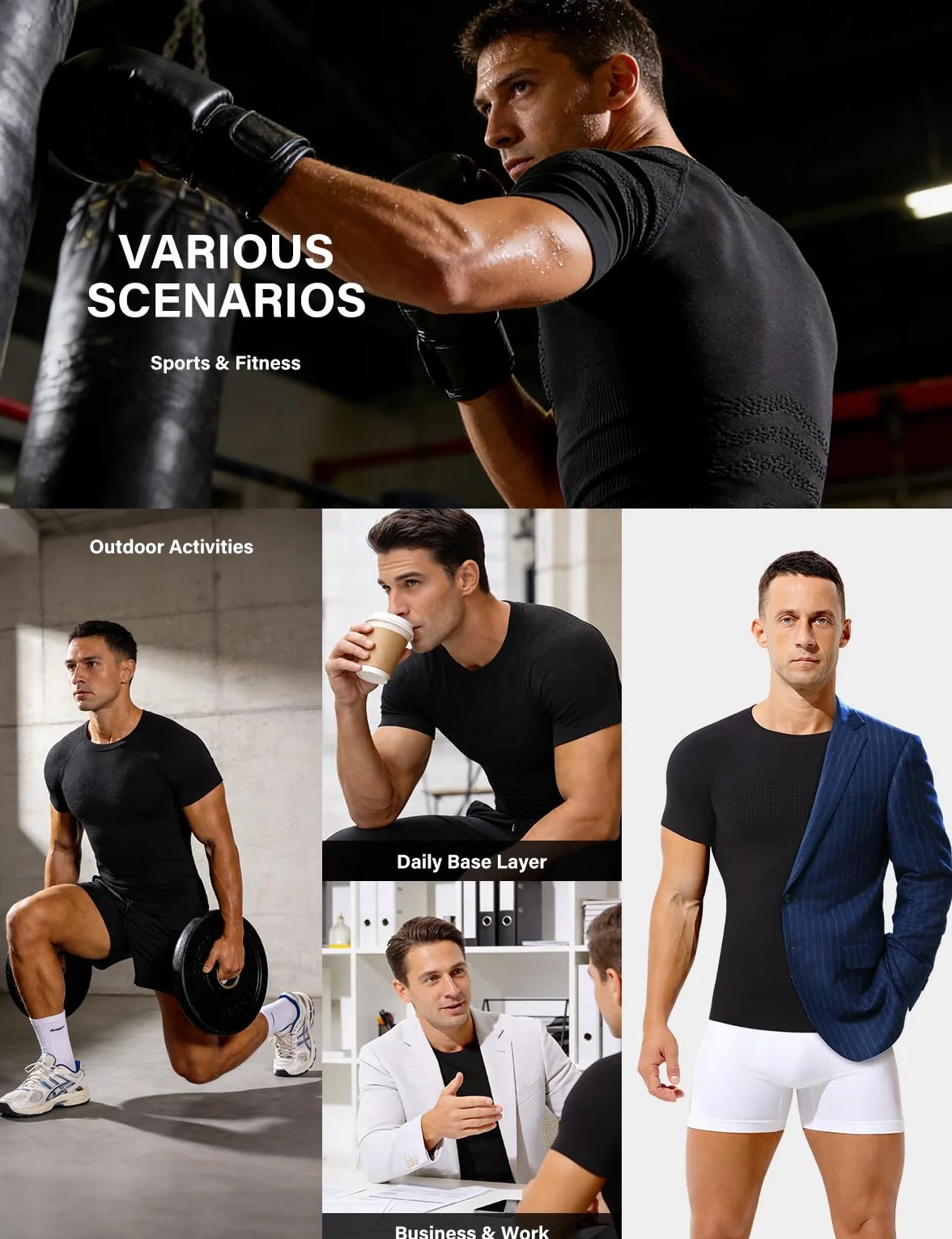 Casey Kevin Camiseta de Compresión Hombre Manga Corta, Hombre Reductora Compresion Elástica Ropa Interior Body Shaper para un Vientre más Plano