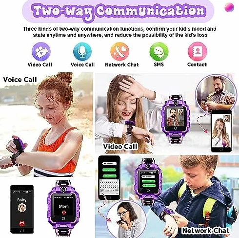 OKYUK Reloj Inteligente GPS 4G para Niños 4-12 años con Llamadas Bidireccionales, SOS, WiFi, Pantalla Táctil Impermeable