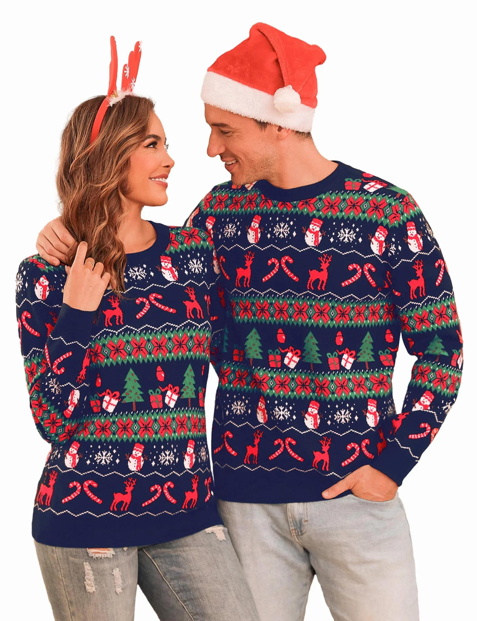 Totatuit Jersey Navideño Mujer Jersey Navidad Mujer Manga Larga Suéter de Navidad para Mujer Invierno Ropa de Punto de Reno Monigote de Nieve