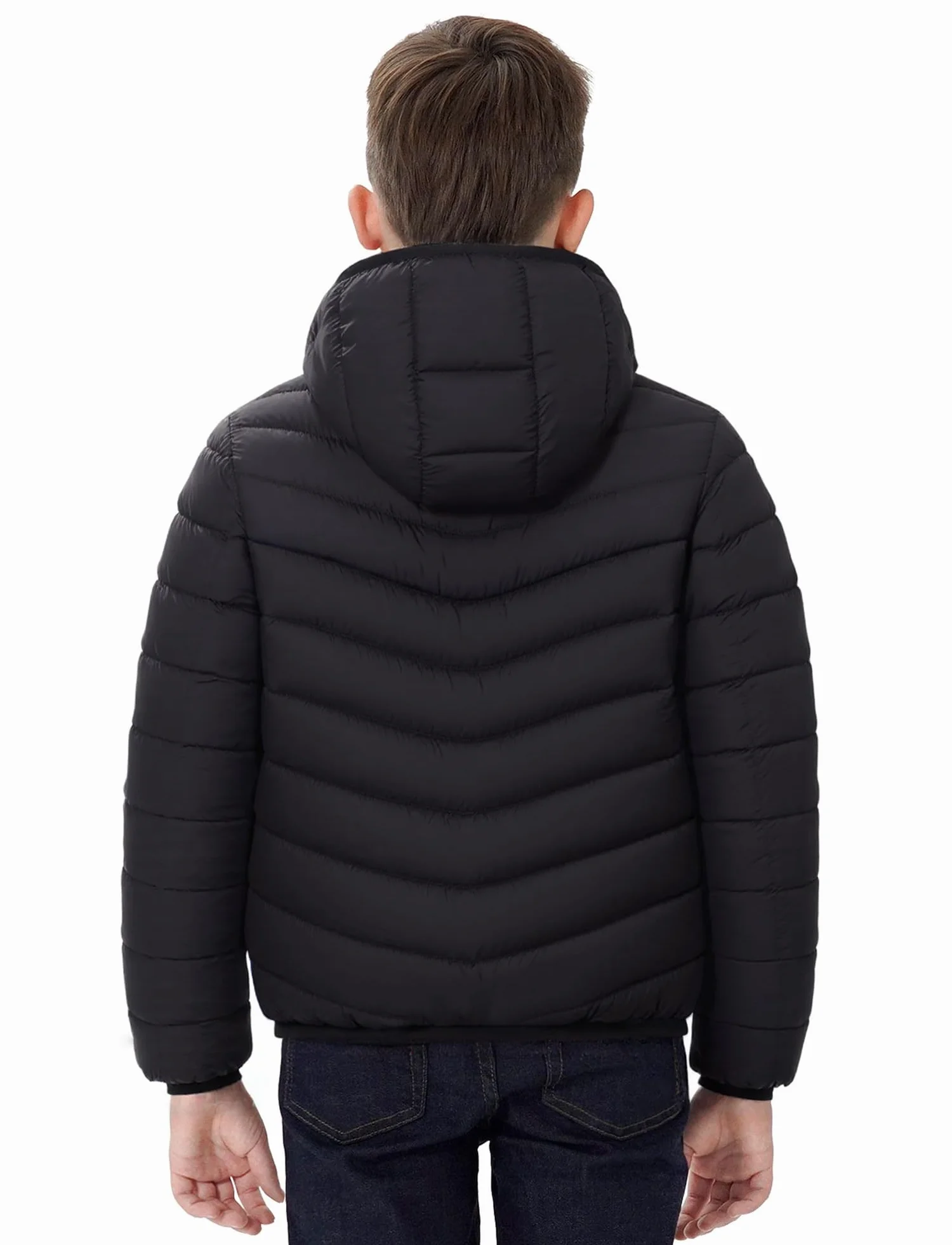 SEAUR Niño Chaqueta Ligera de Invierno Cómodo Chaqueta Acolchada con Capucha Niño Abrigo con Cremallera Cálido Negro 11-12 años