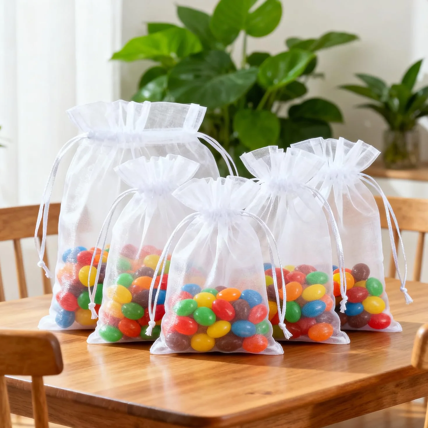 vaolmlop 100 Bolsas De Regalo De Organza,7 X 9 cm,Bolsitas Regalo,Color Blanco,Para Joyas,Festivales,Bodas Favores Y Dulce