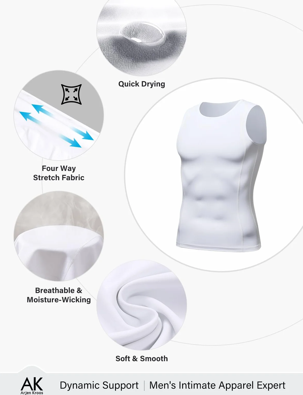 Arjen Kroos Camiseta Compresión Hombre Chaleco Moldeador para Control Abdomen y Pecho, Faja Reductora para Hombre Body Shaper Tirantes sin Mangas