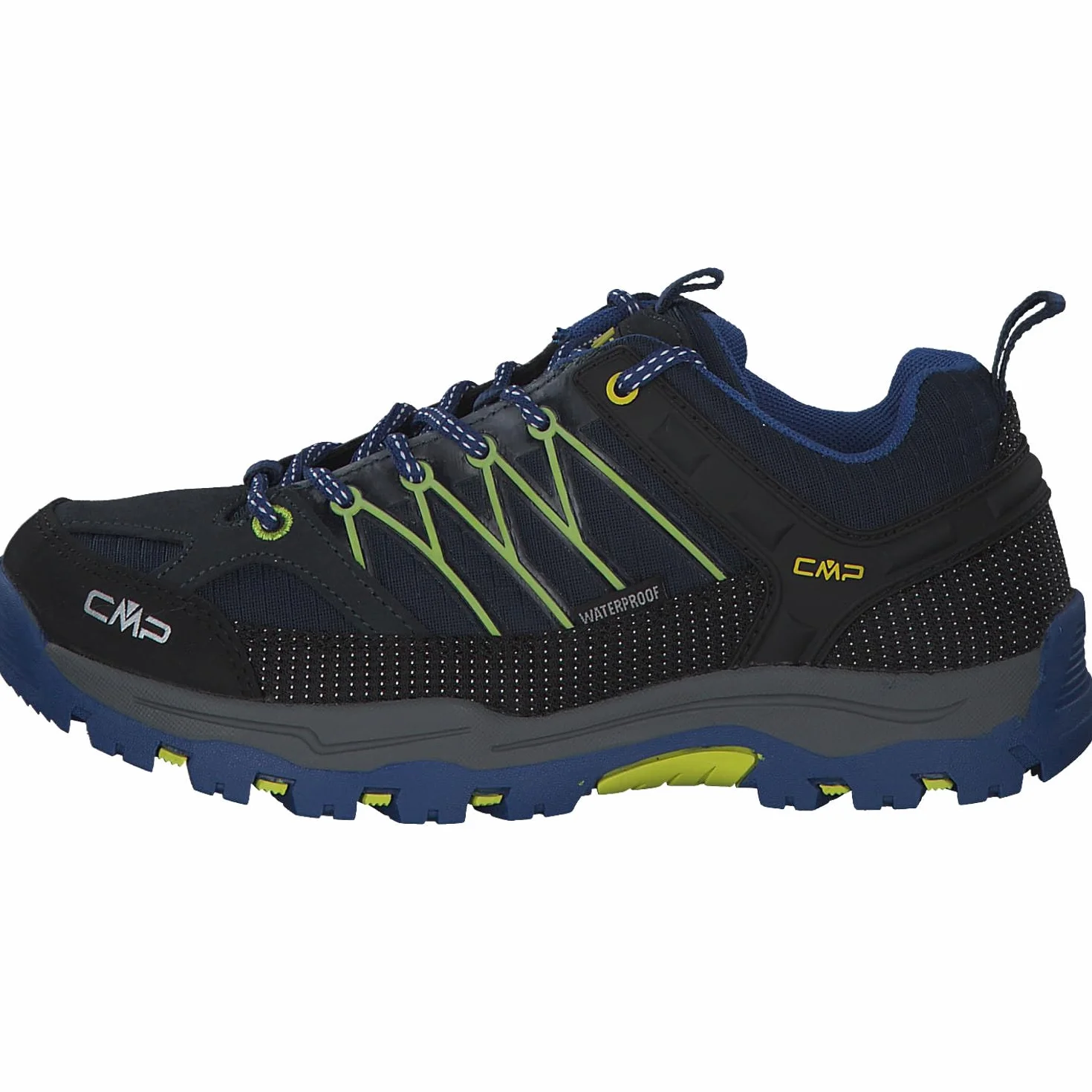 CMP Kids Rigel Low Trekking Shoes Kids WP, Zapatos de Trekking Unisex niños, Negro Azulado Eléctrico, 38 EU